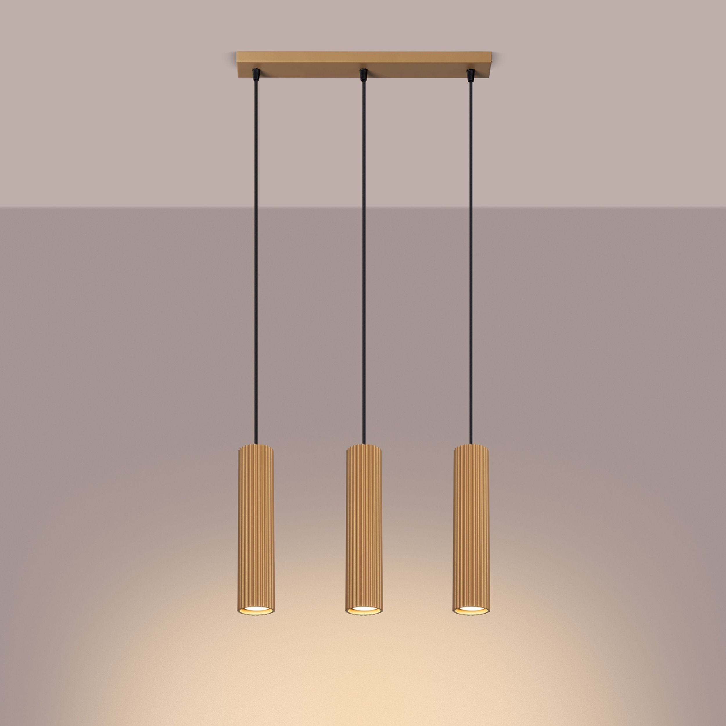 Lampa wisząca Karbon x3 złota