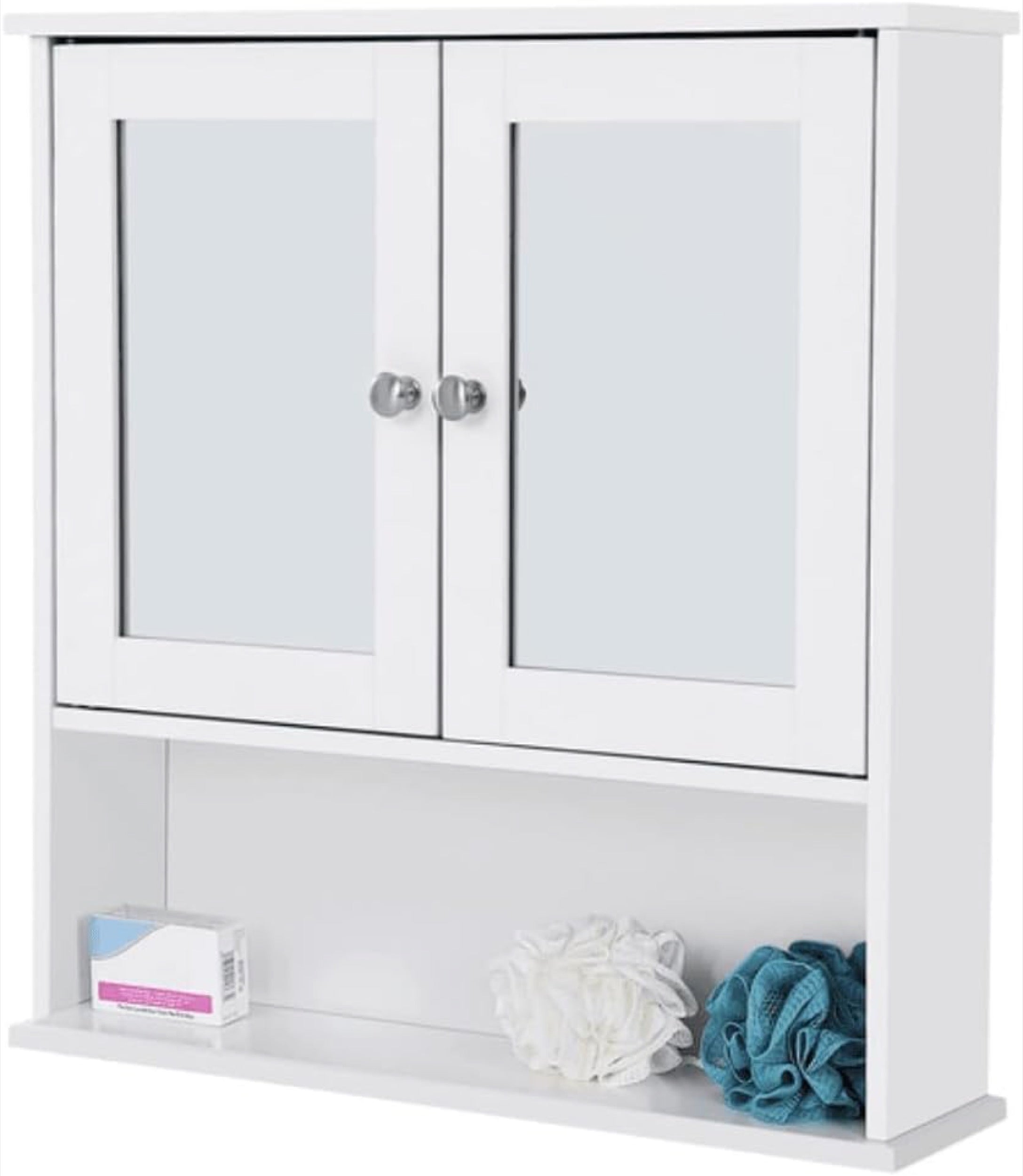 Szafka łazienkowa wisząca Muddon 56x13x58 cm z lustrem biała
