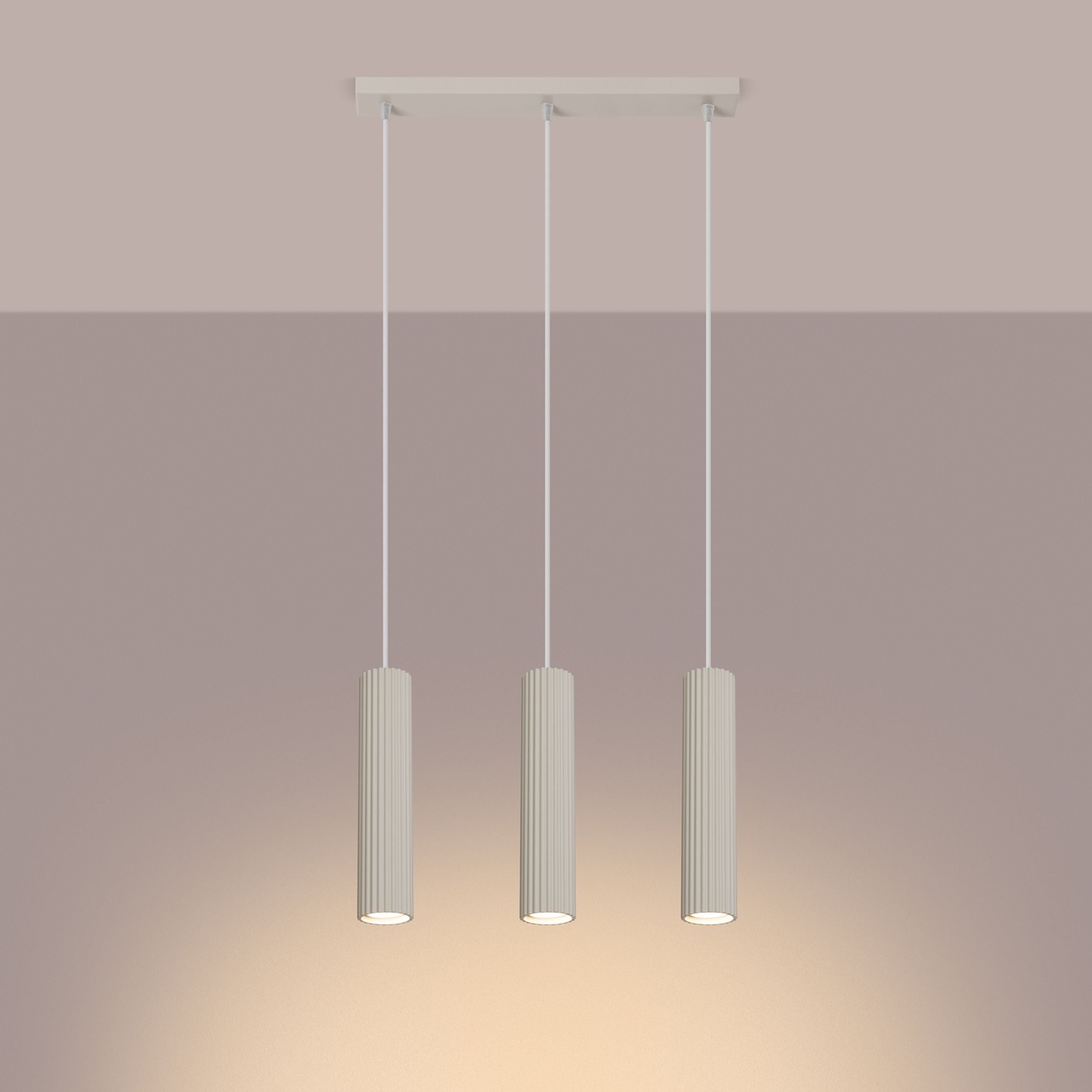 Lampa wisząca Karbon x3 beżowa