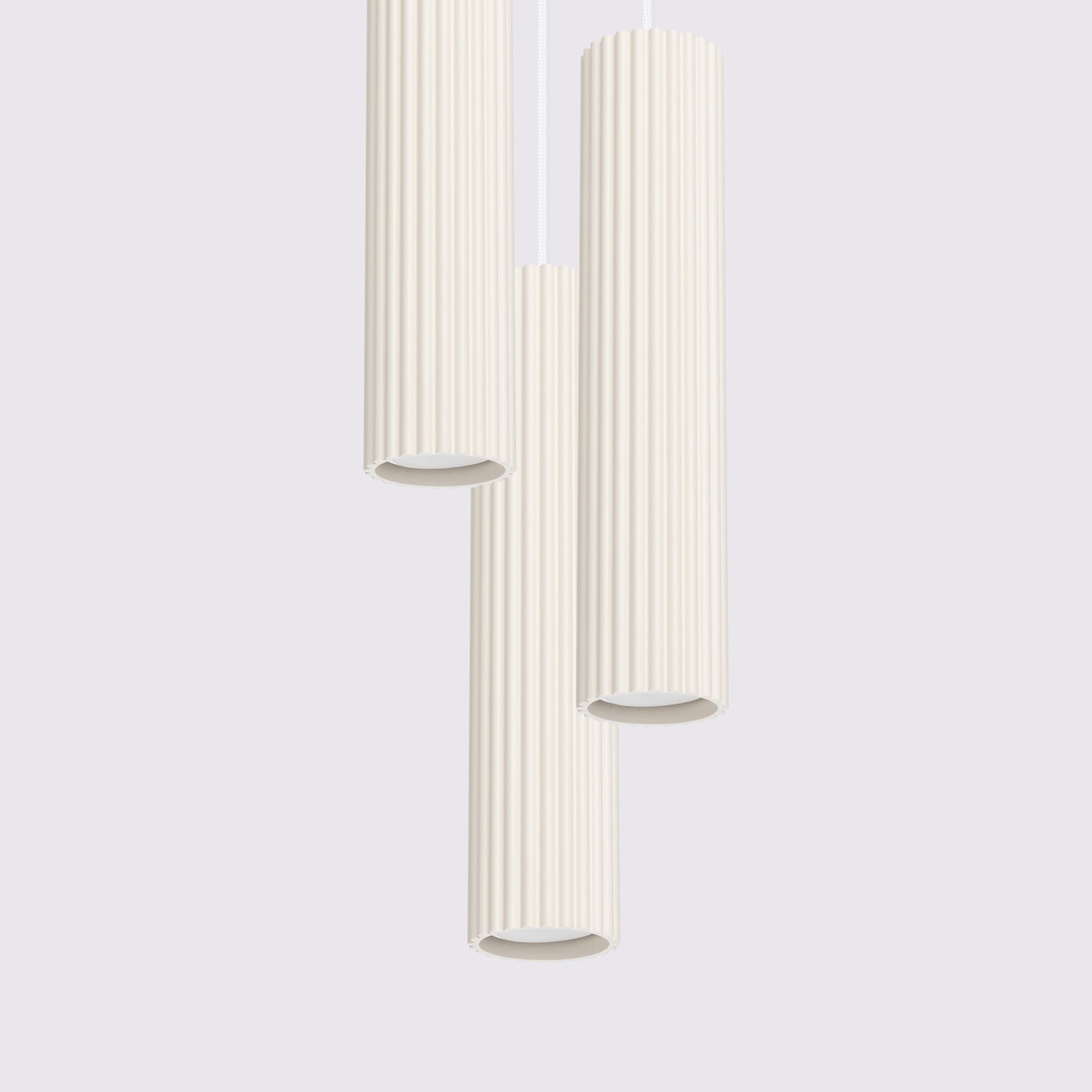 Lampa wisząca Karbon x3 beżowa na okrągłej podsufitce
