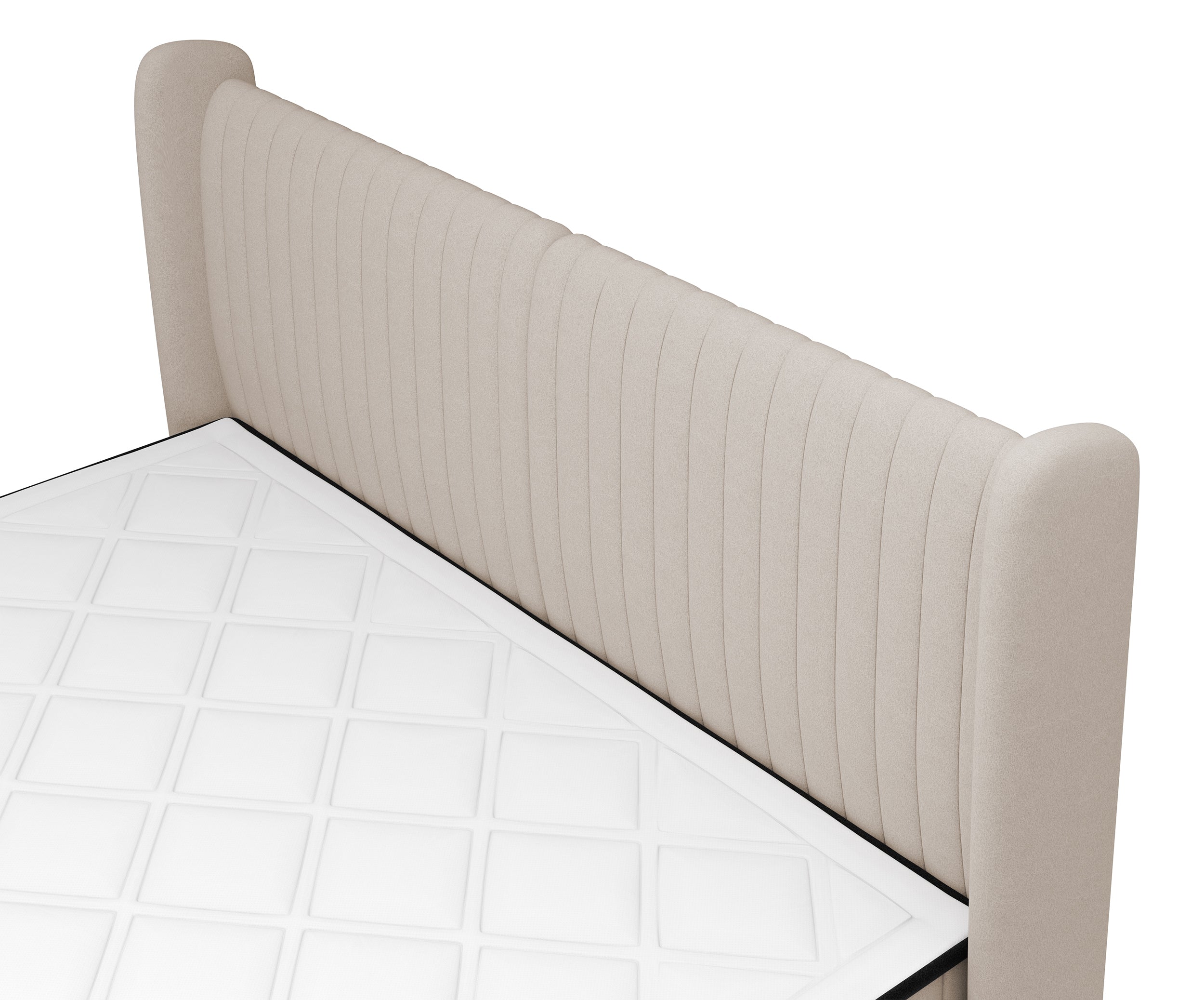 Łóżko kontynentalne 160x200 cm Daliano z pojemnikiem beżowy welur