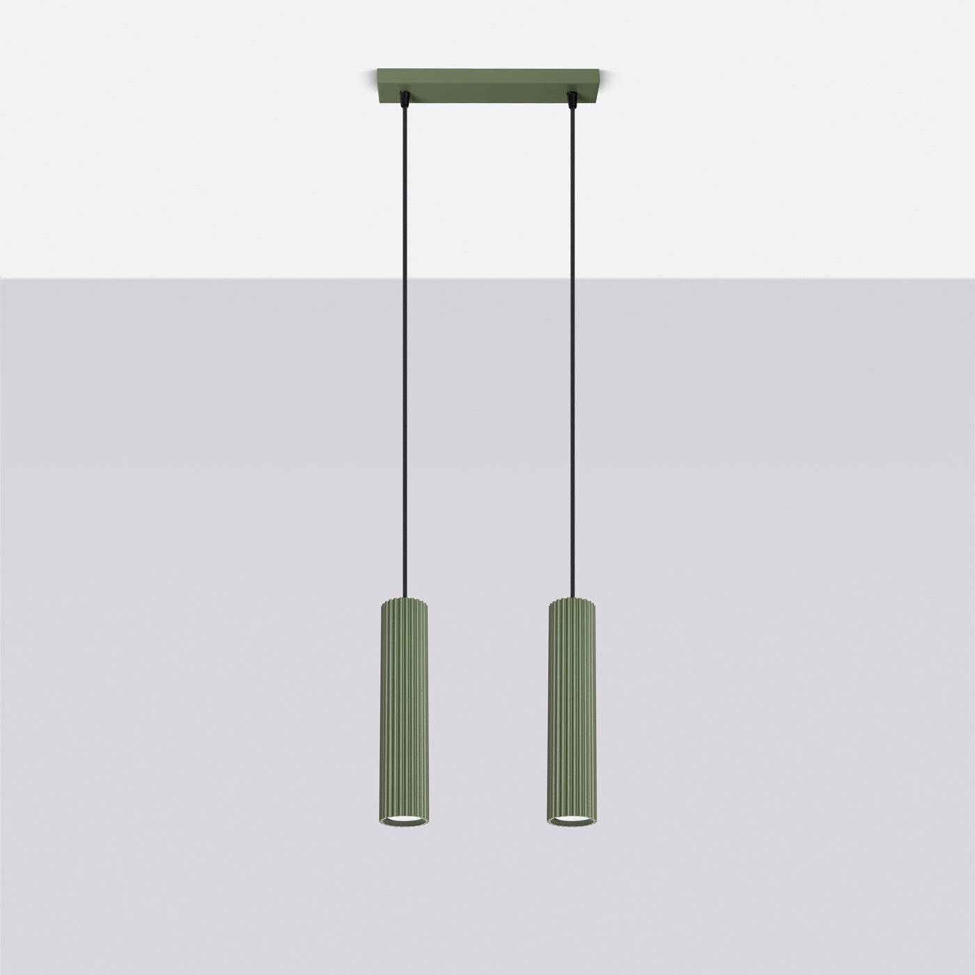 Lampa wisząca Karbon 2 zielona oliwka