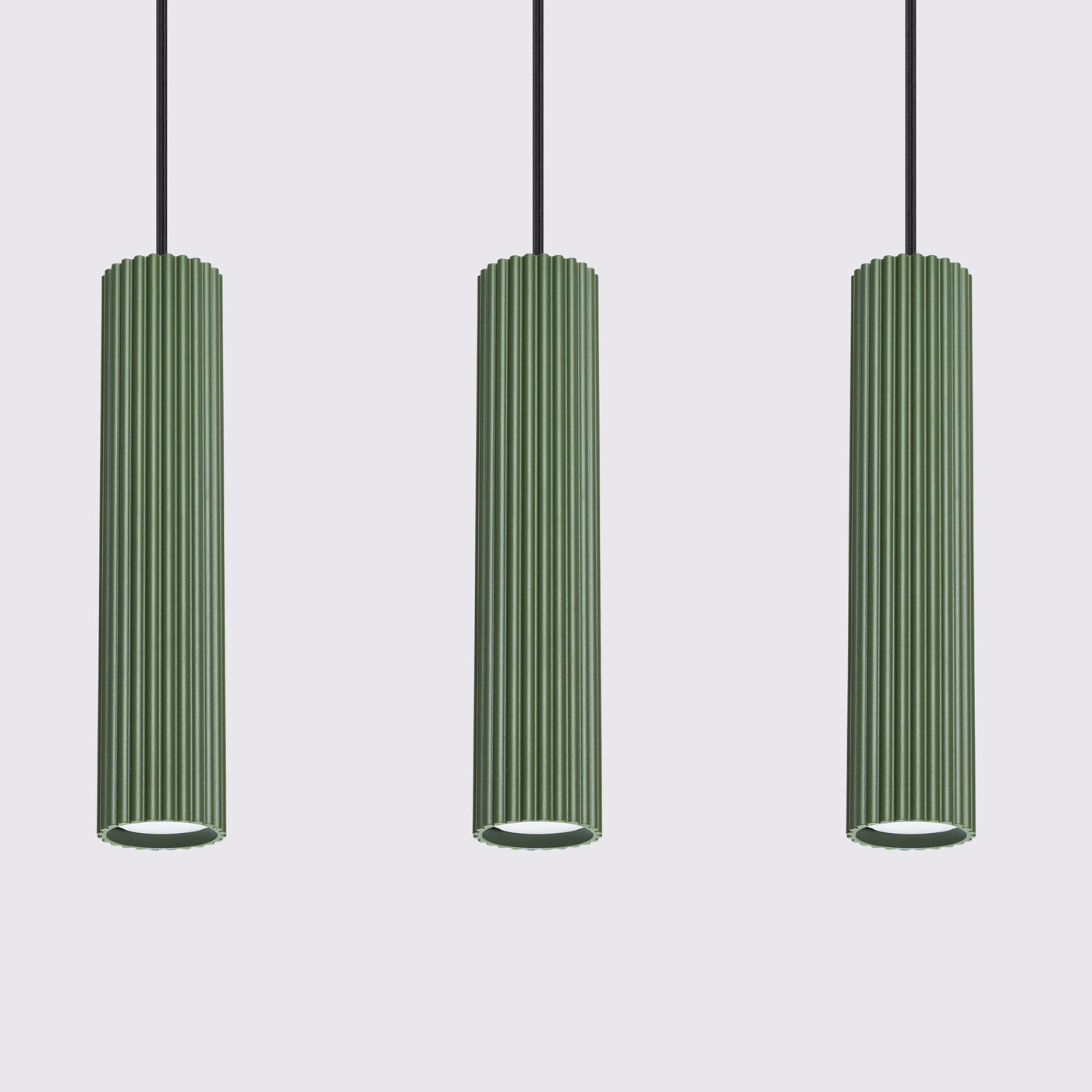 Lampa wisząca Karbon 3L zielona oliwka