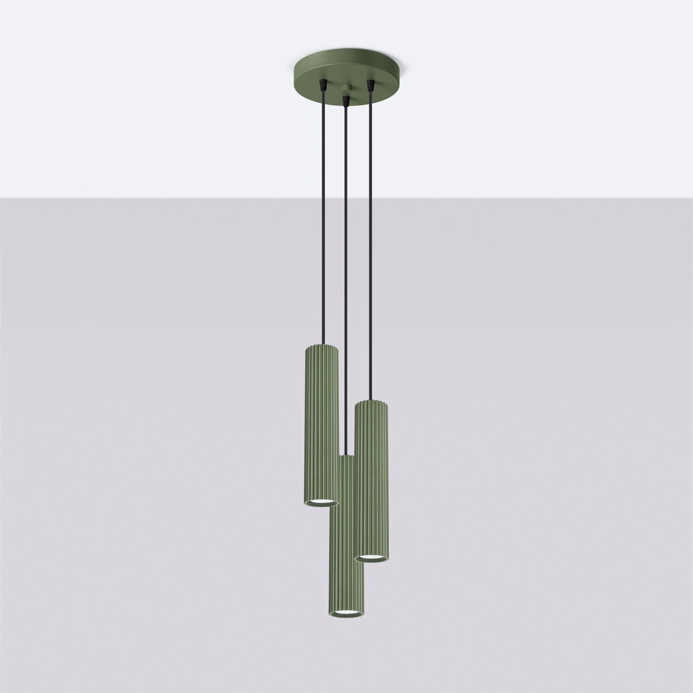 Lampa wisząca Karbon 3P zielona oliwka