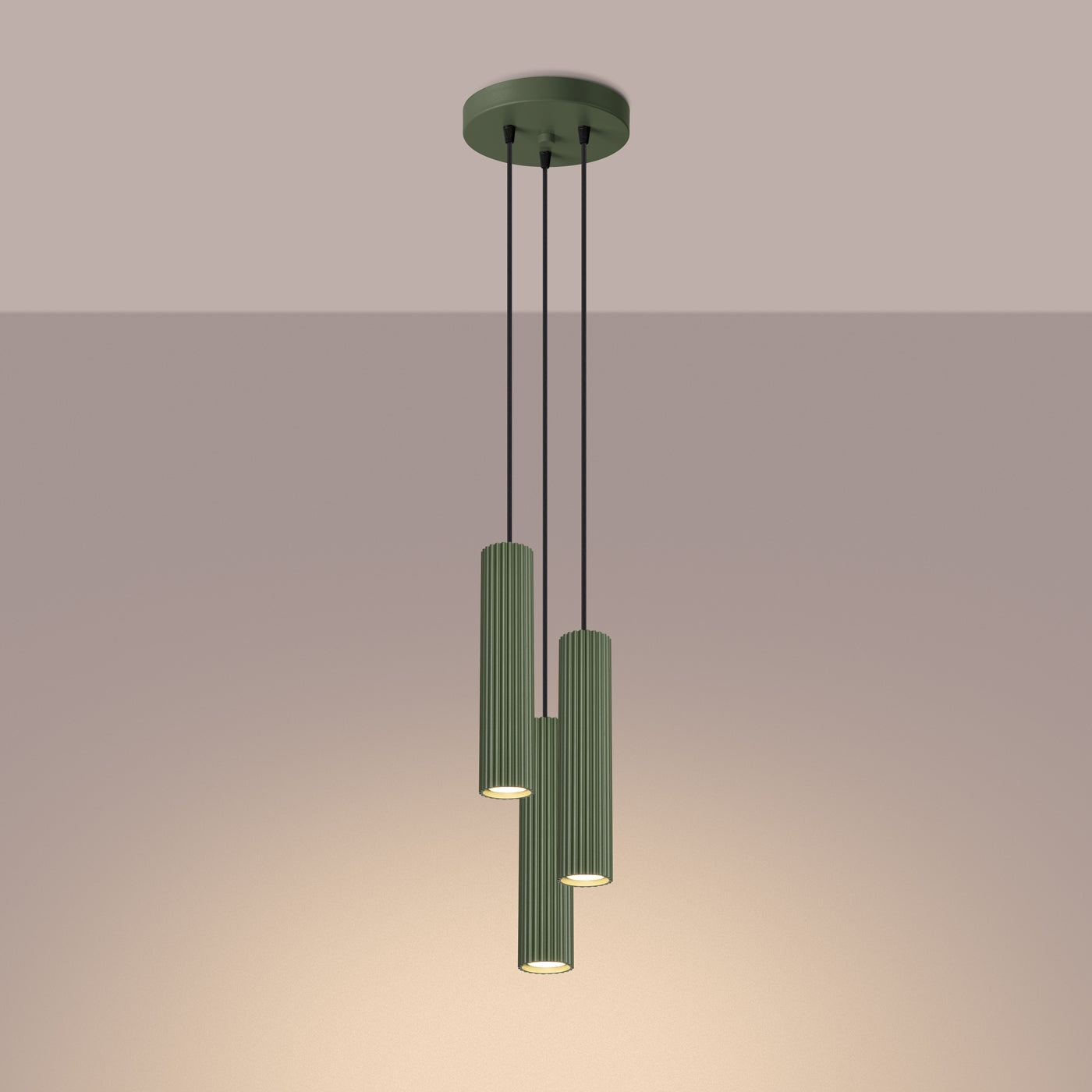 Lampa wisząca Karbon 3P zielona oliwka
