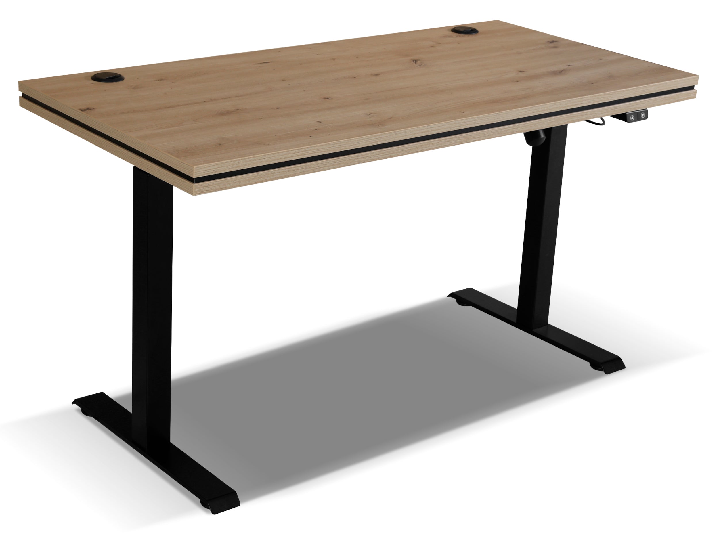 Biurko regulowane elektrycznie Stundly 138 cm Dąb artisan z czarną obwódką