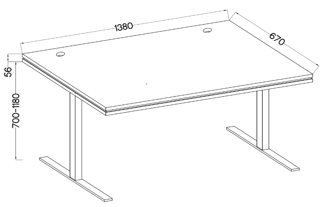 Biurko regulowane elektrycznie Stundly 138 cm Dąb artisan z czarną obwódką
