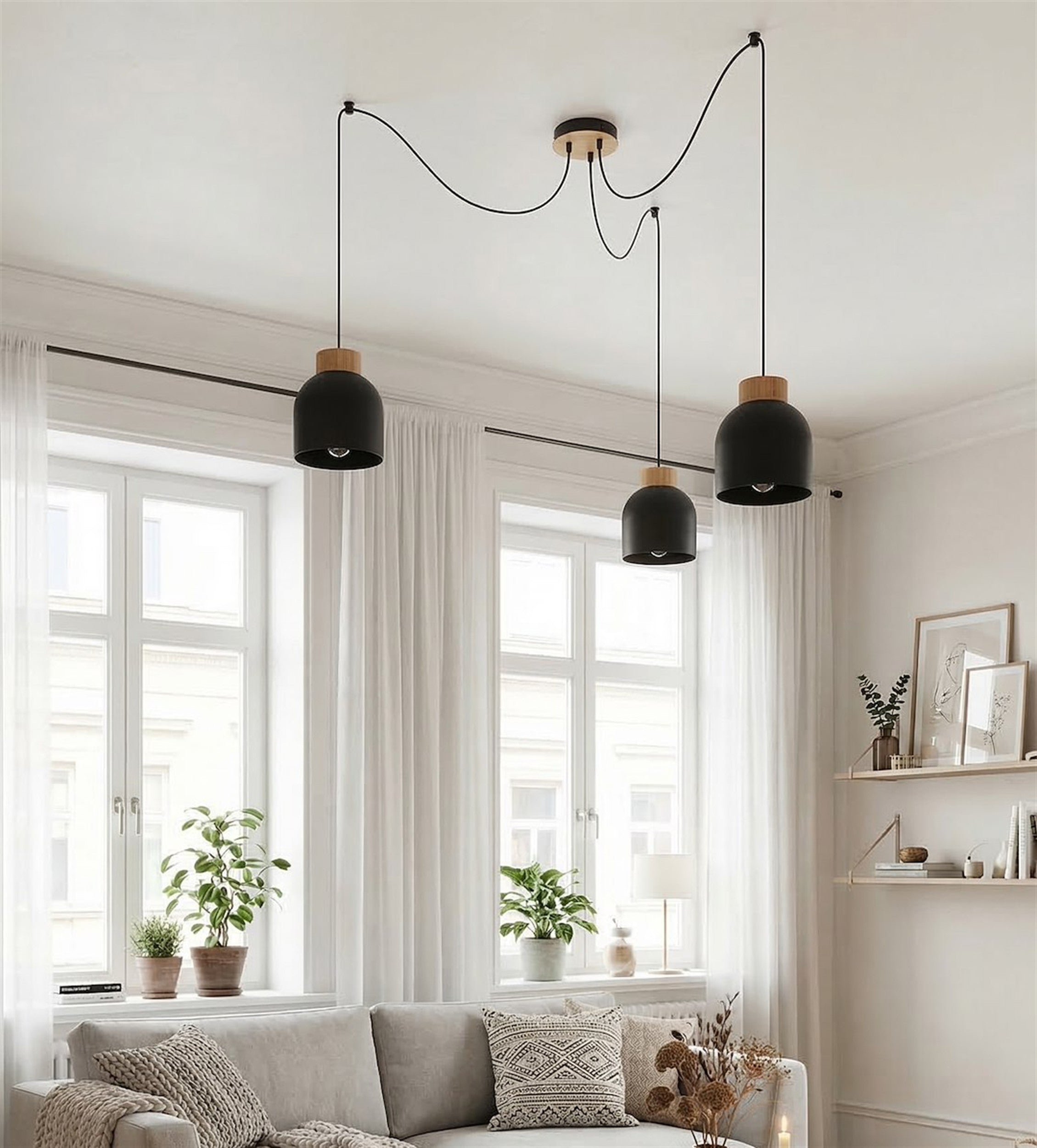 Lampa wisząca Kru x3 czarna