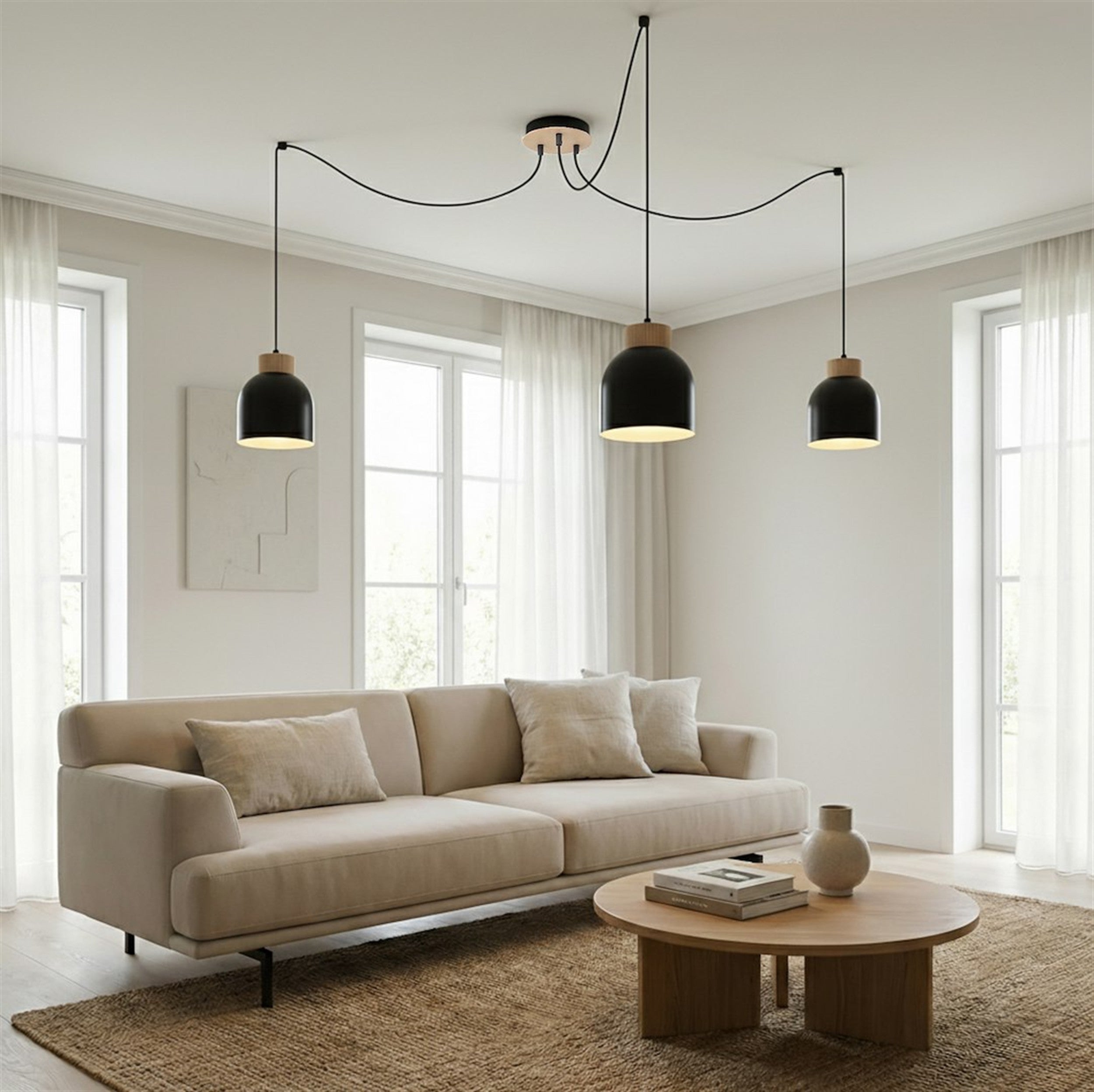 Lampa wisząca Kru x3 czarna