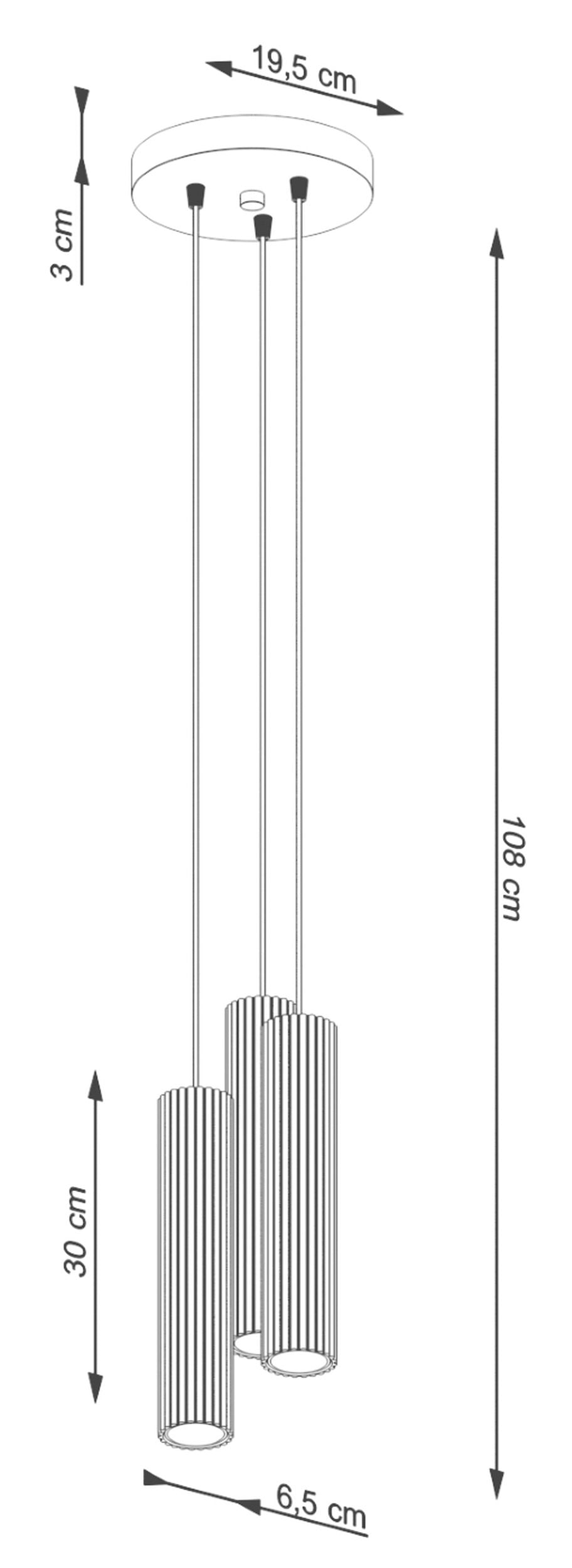 Lampa wisząca Karbon x3 ochra czerwona na okrągłej podsufitce