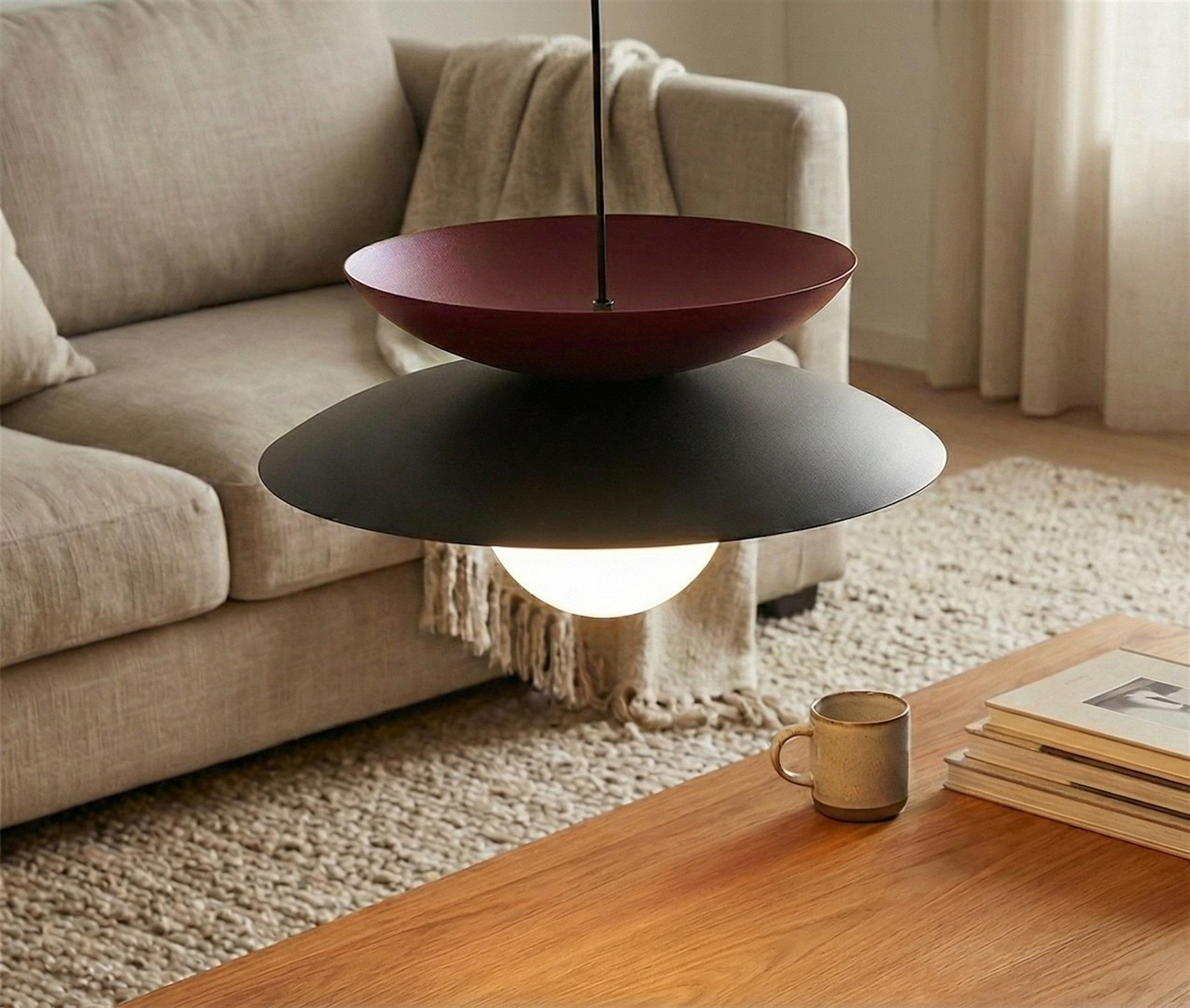 Lampa wisząca Nagoya czerń/burgund