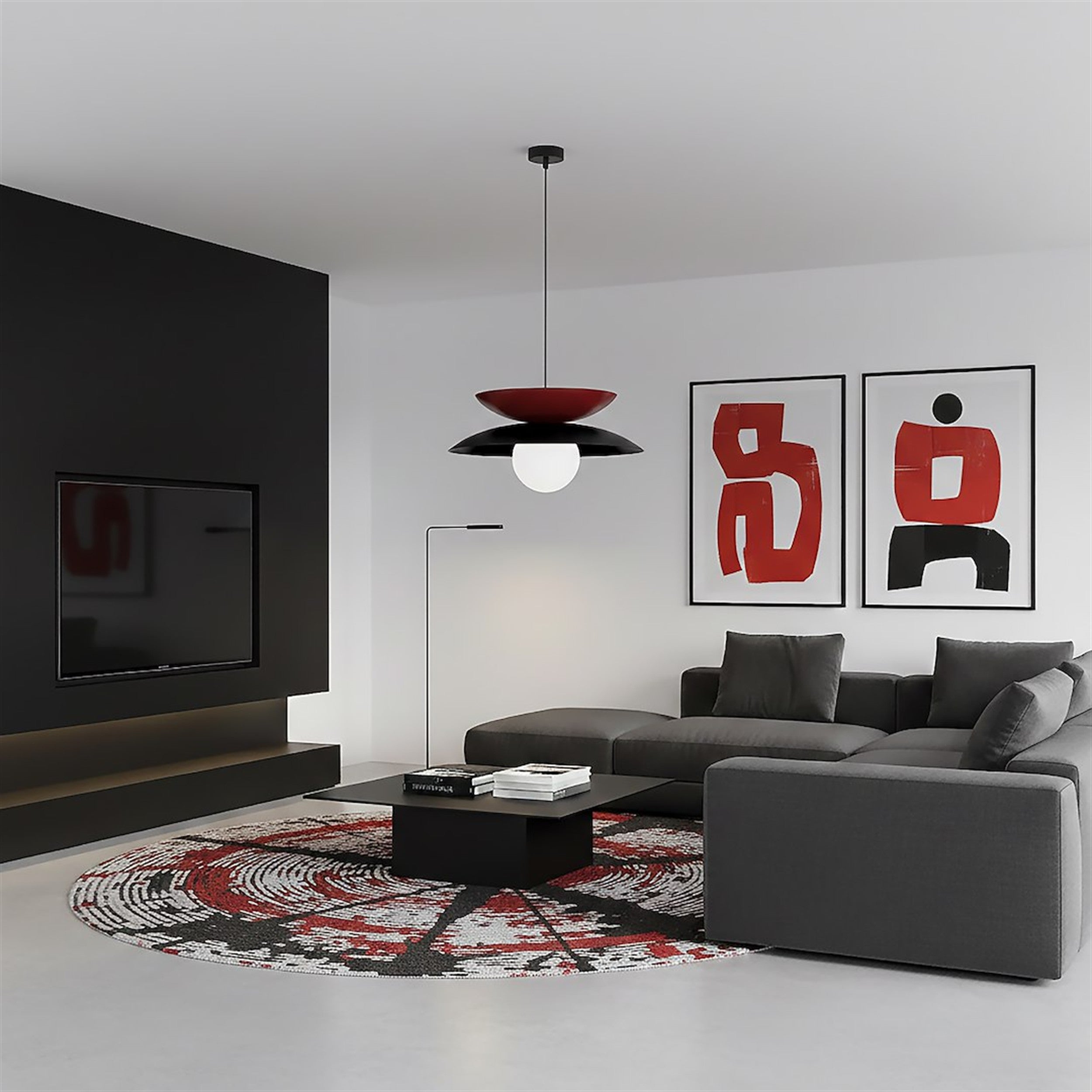 Lampa wisząca Nagoya czerń/burgund
