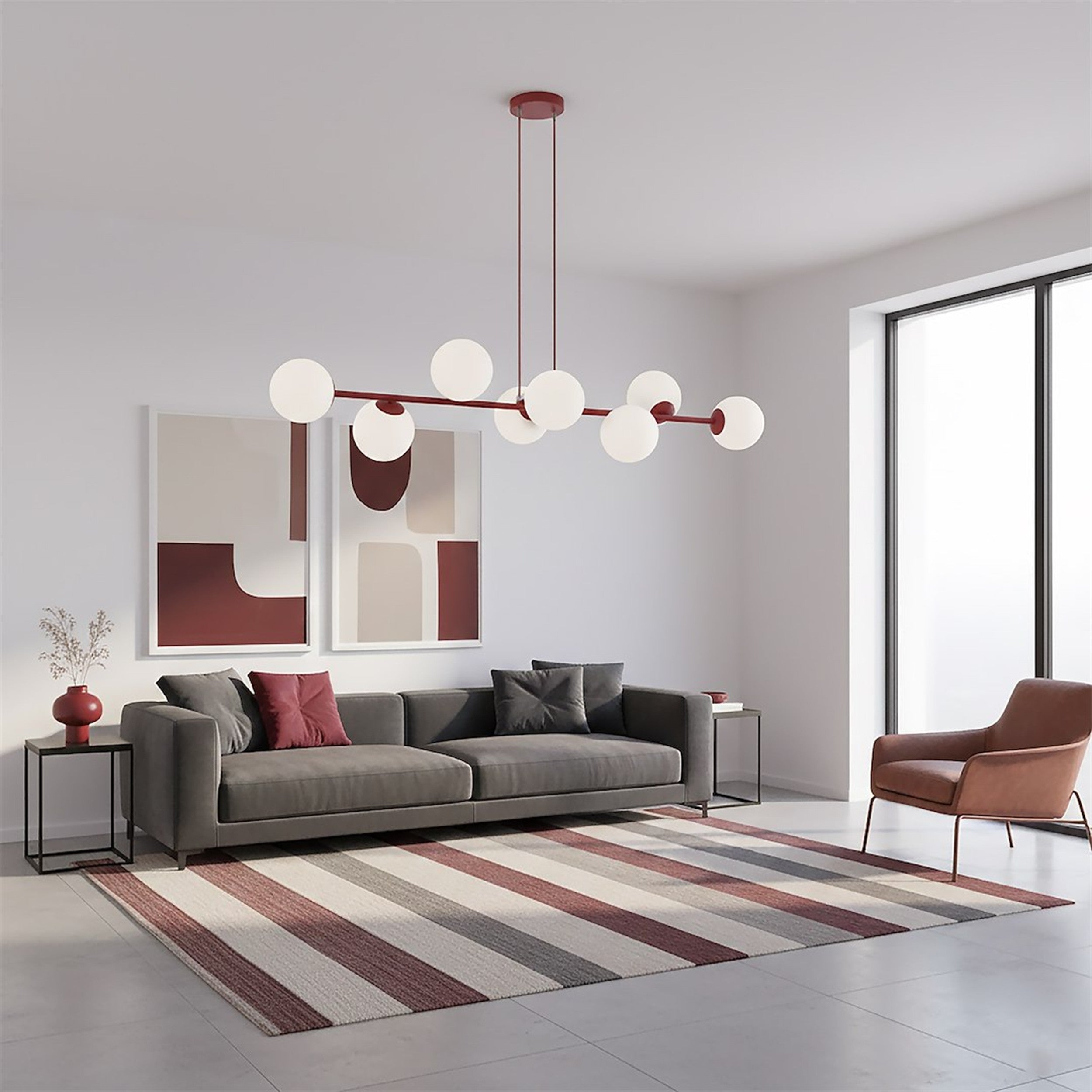Lampa wisząca Magnus x8 burgund opal