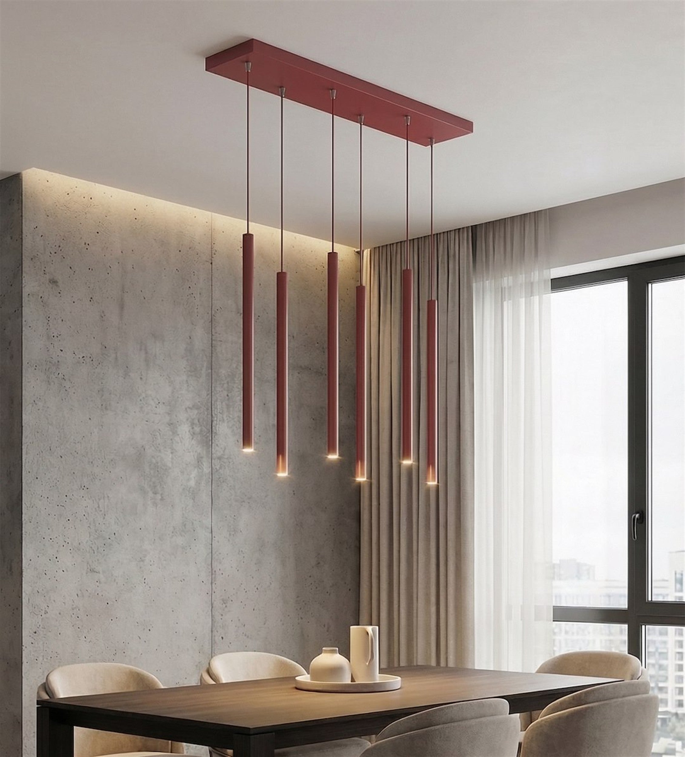 Lampa wisząca Selter x6 burgundowa