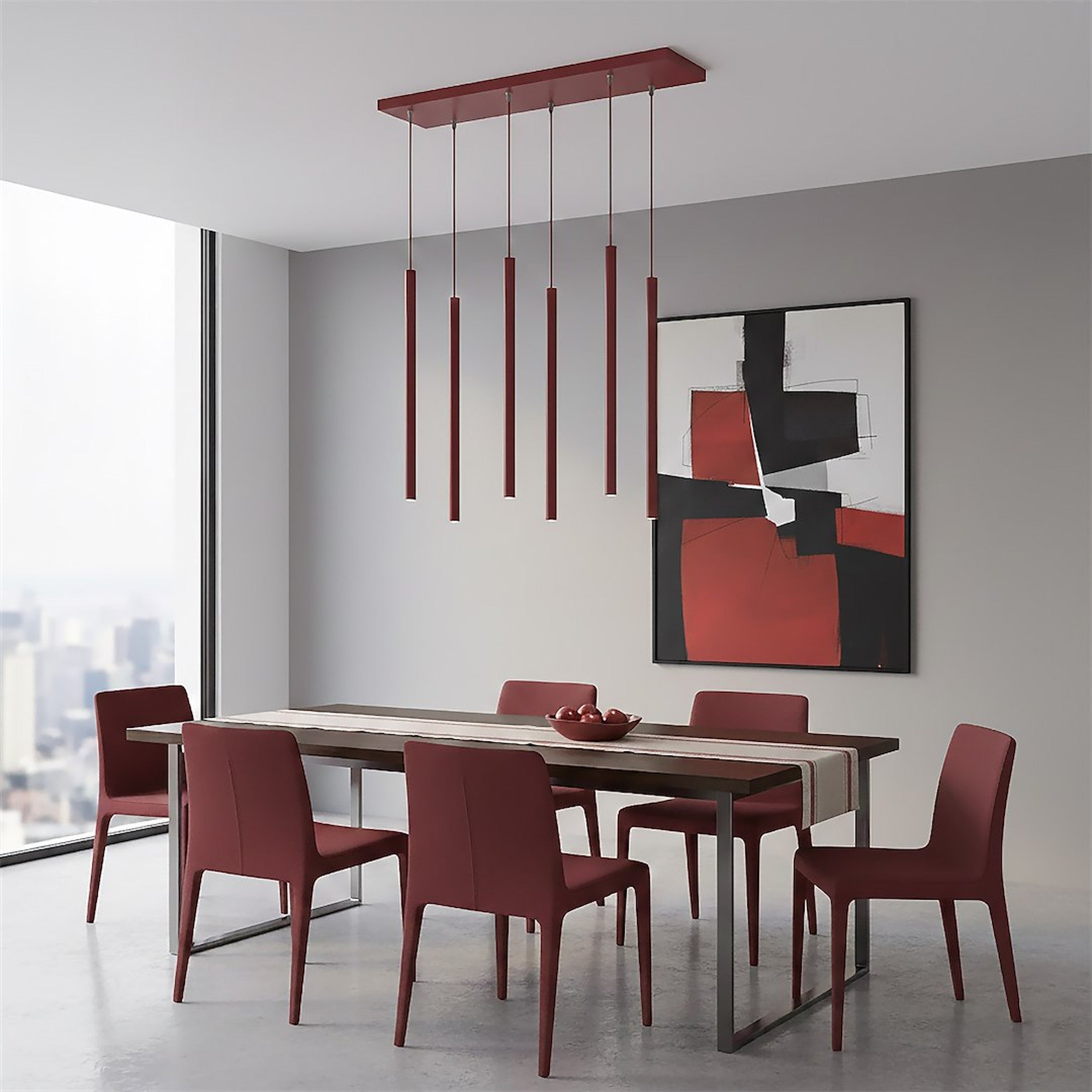 Lampa wisząca Selter x6 burgundowa