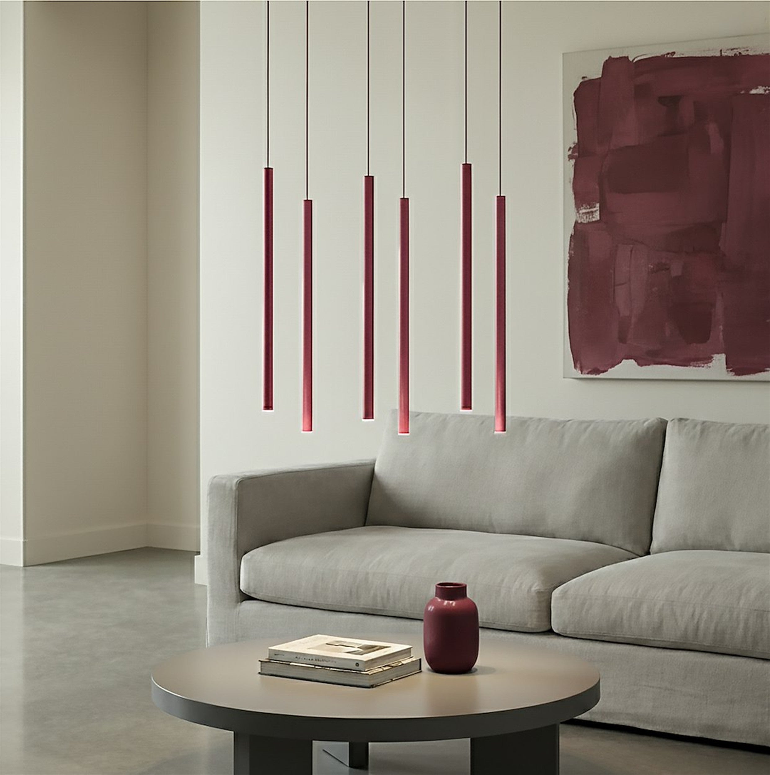 Lampa wisząca Selter x6 burgundowa