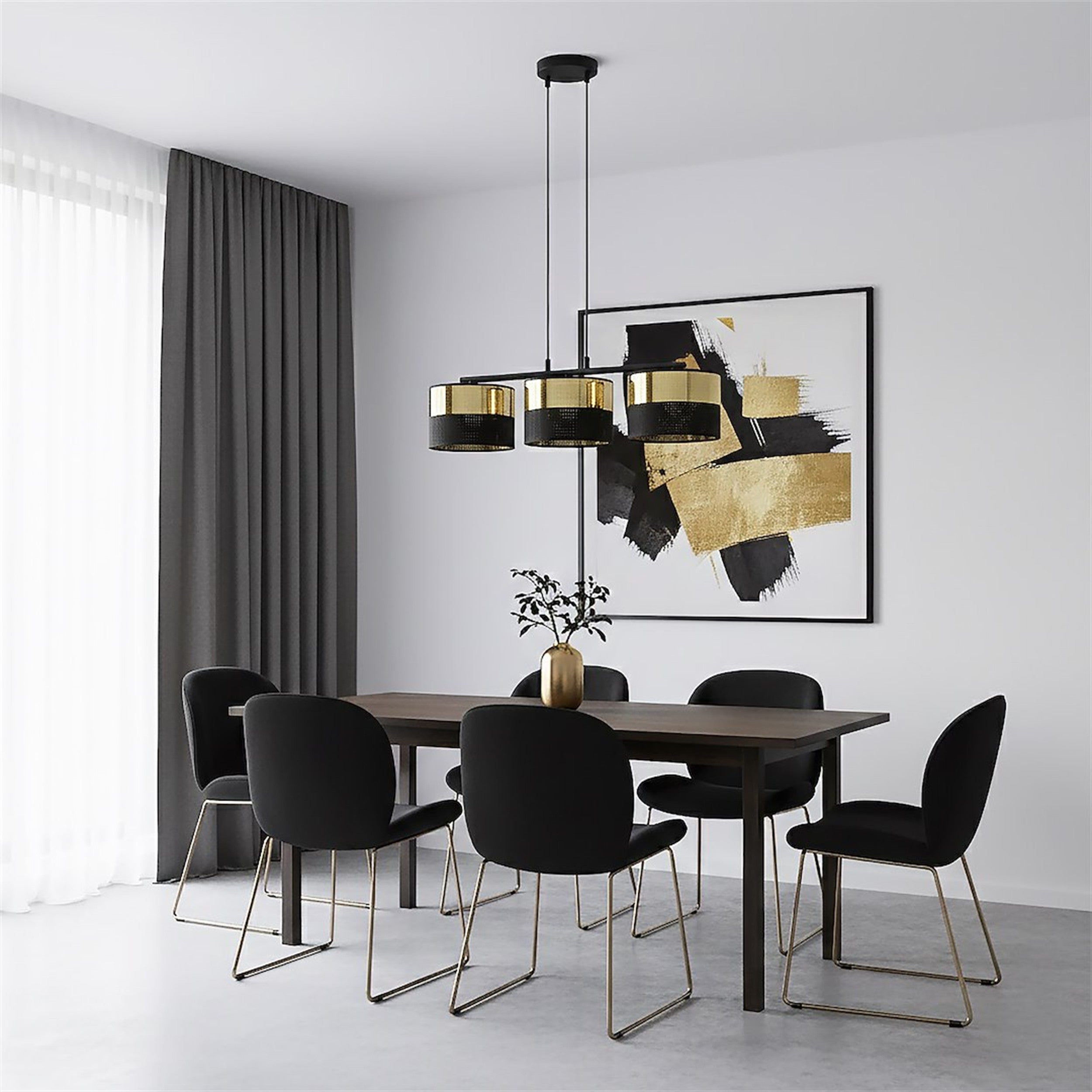Lampa wisząca Lux x3 czerń/złoto