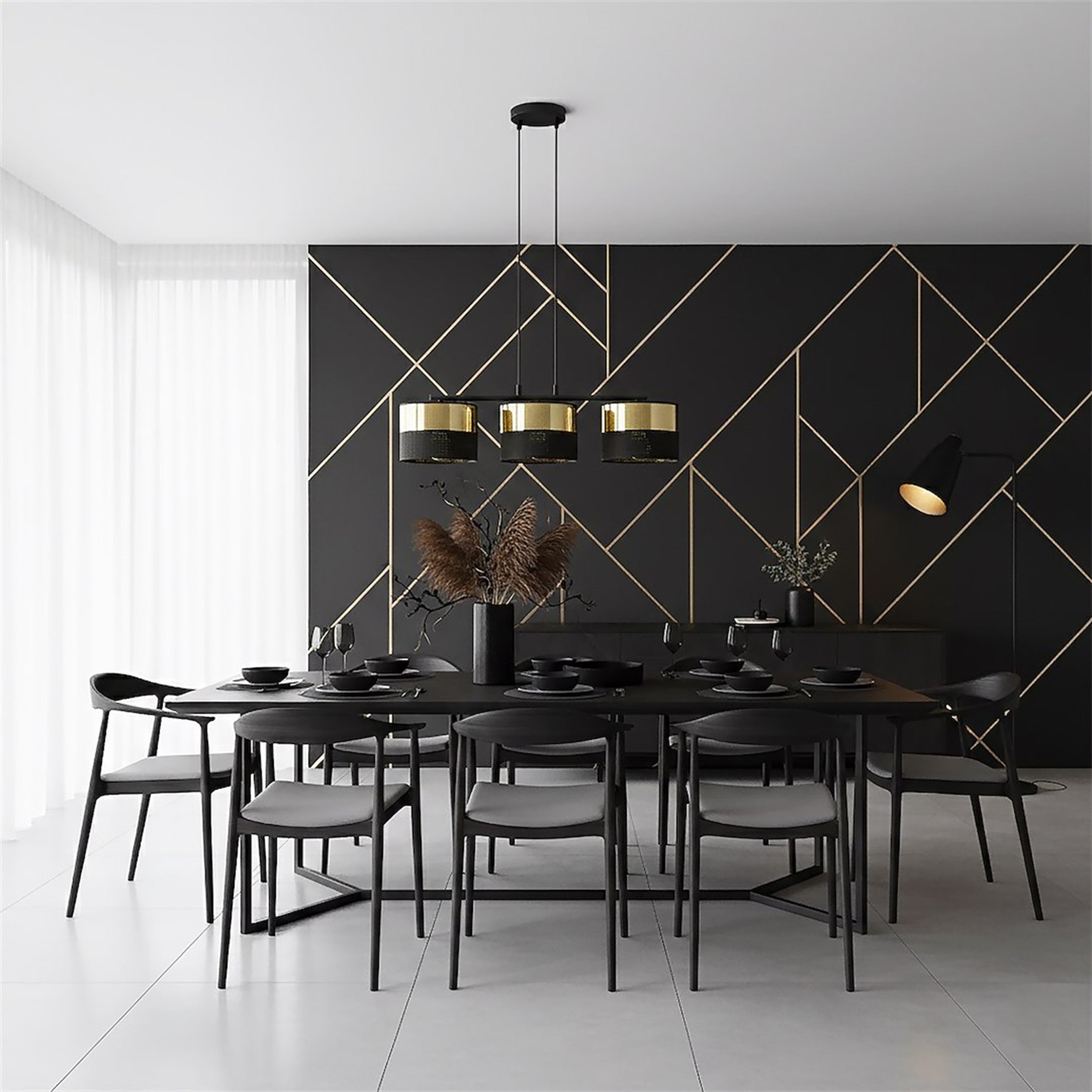 Lampa wisząca Lux x3 czerń/złoto