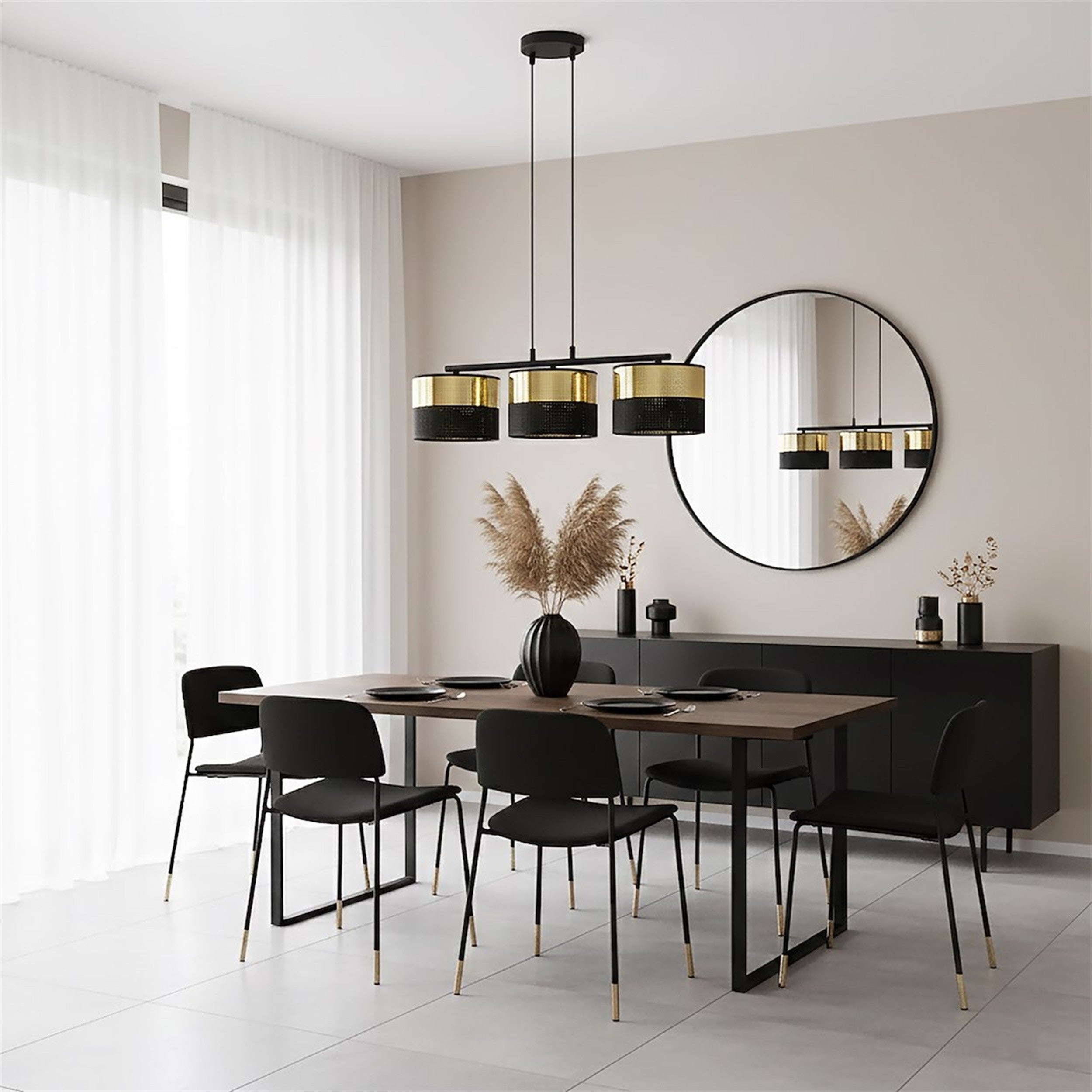Lampa wisząca Lux x3 czerń/złoto