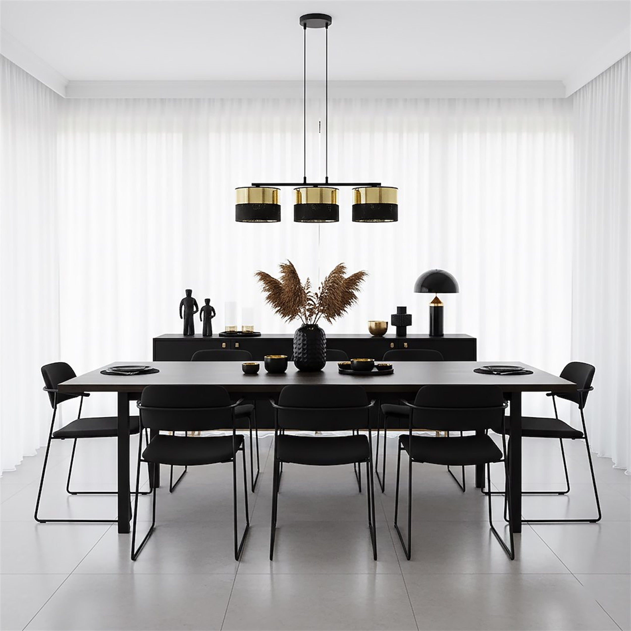 Lampa wisząca Lux x3 czerń/złoto