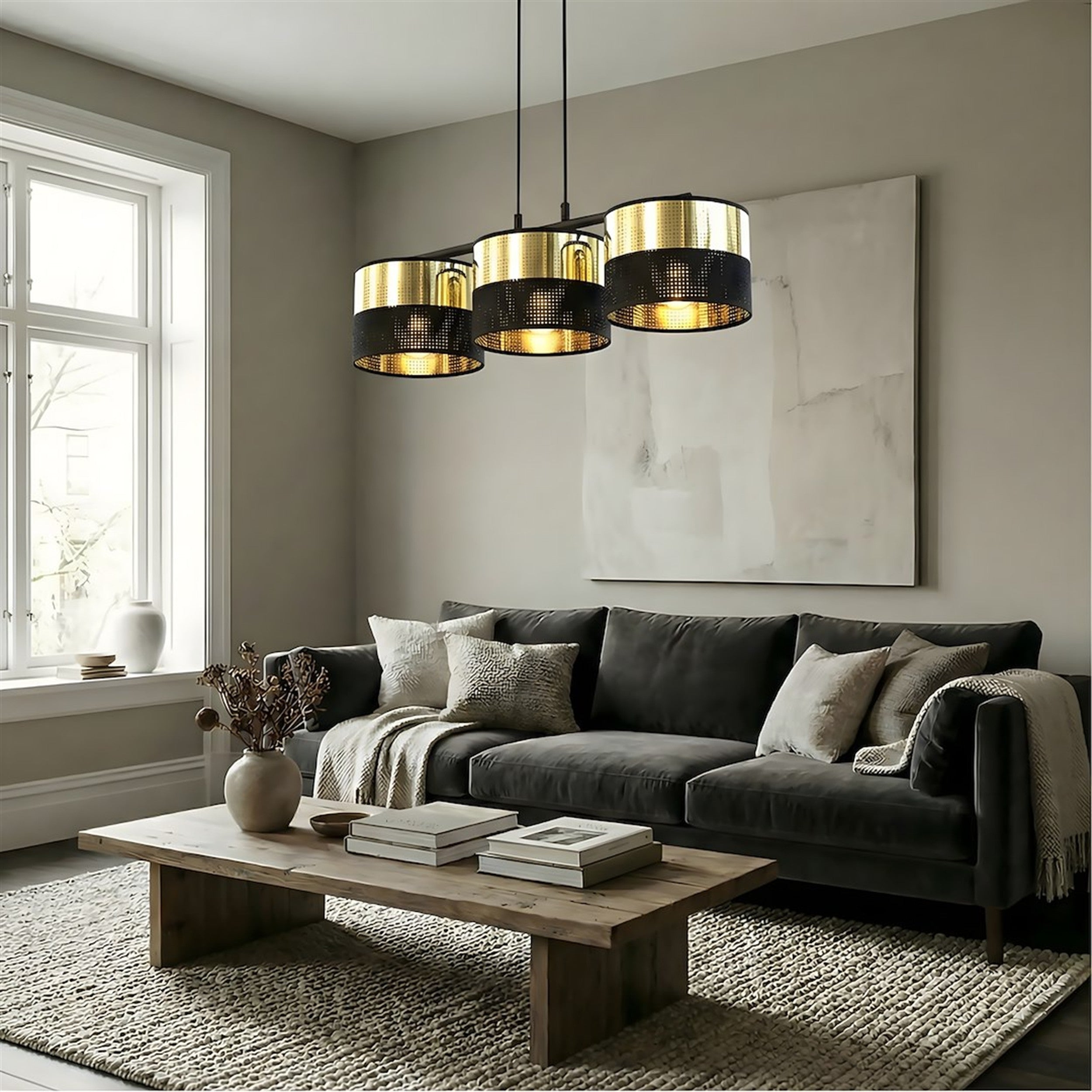 Lampa wisząca Lux x3 czerń/złoto