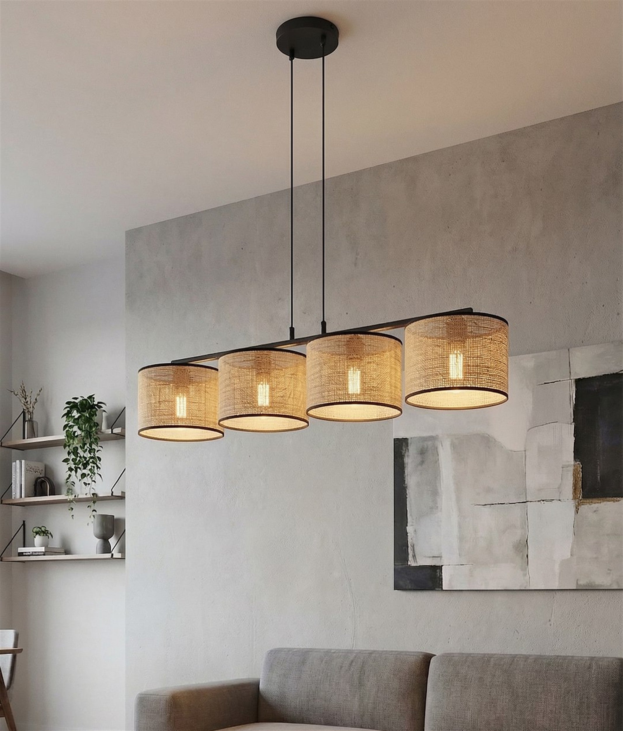 Lampa wisząca Eco x4 rattan