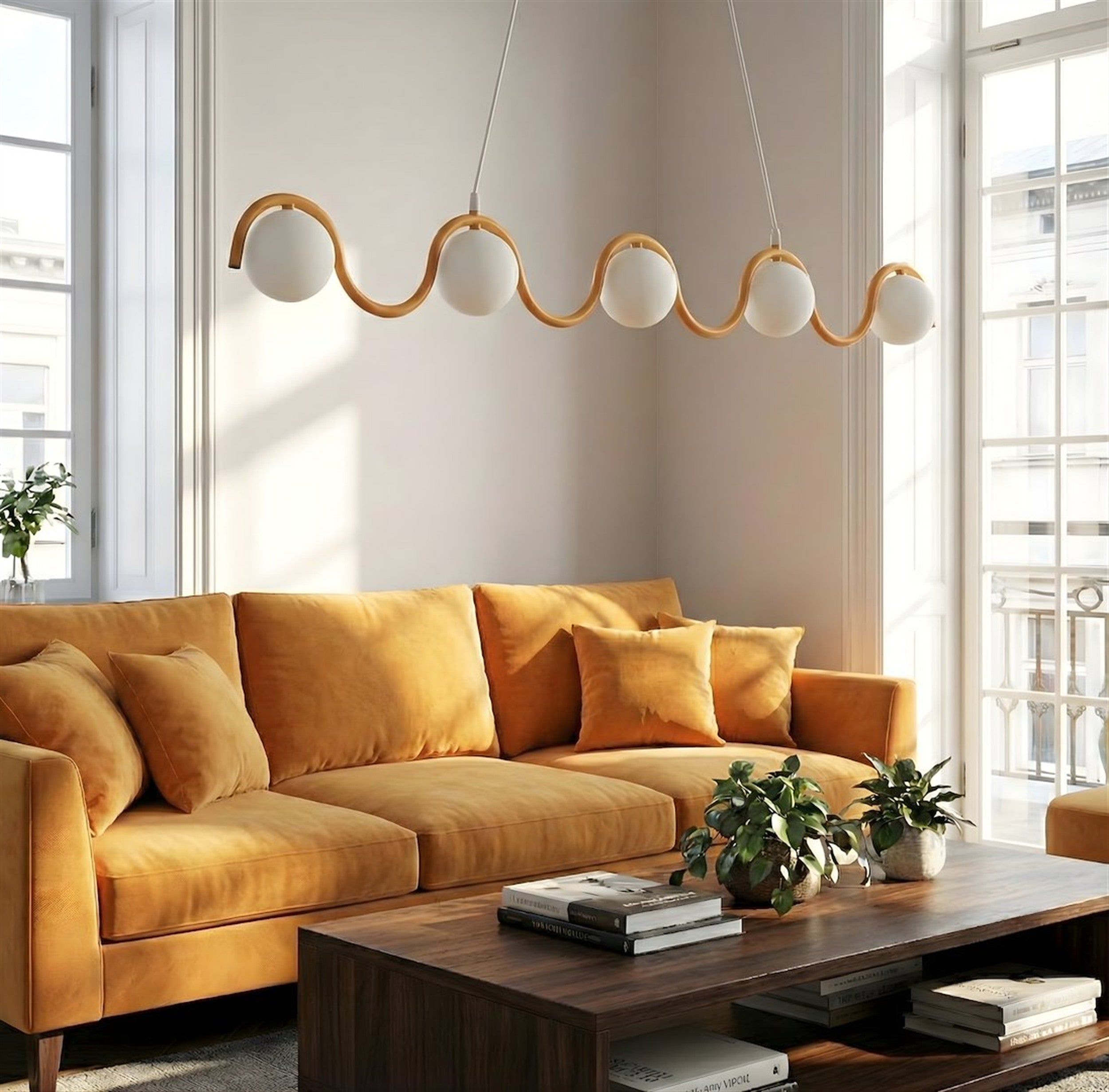 Lampa wisząca Sinus x5 pomarańczowa