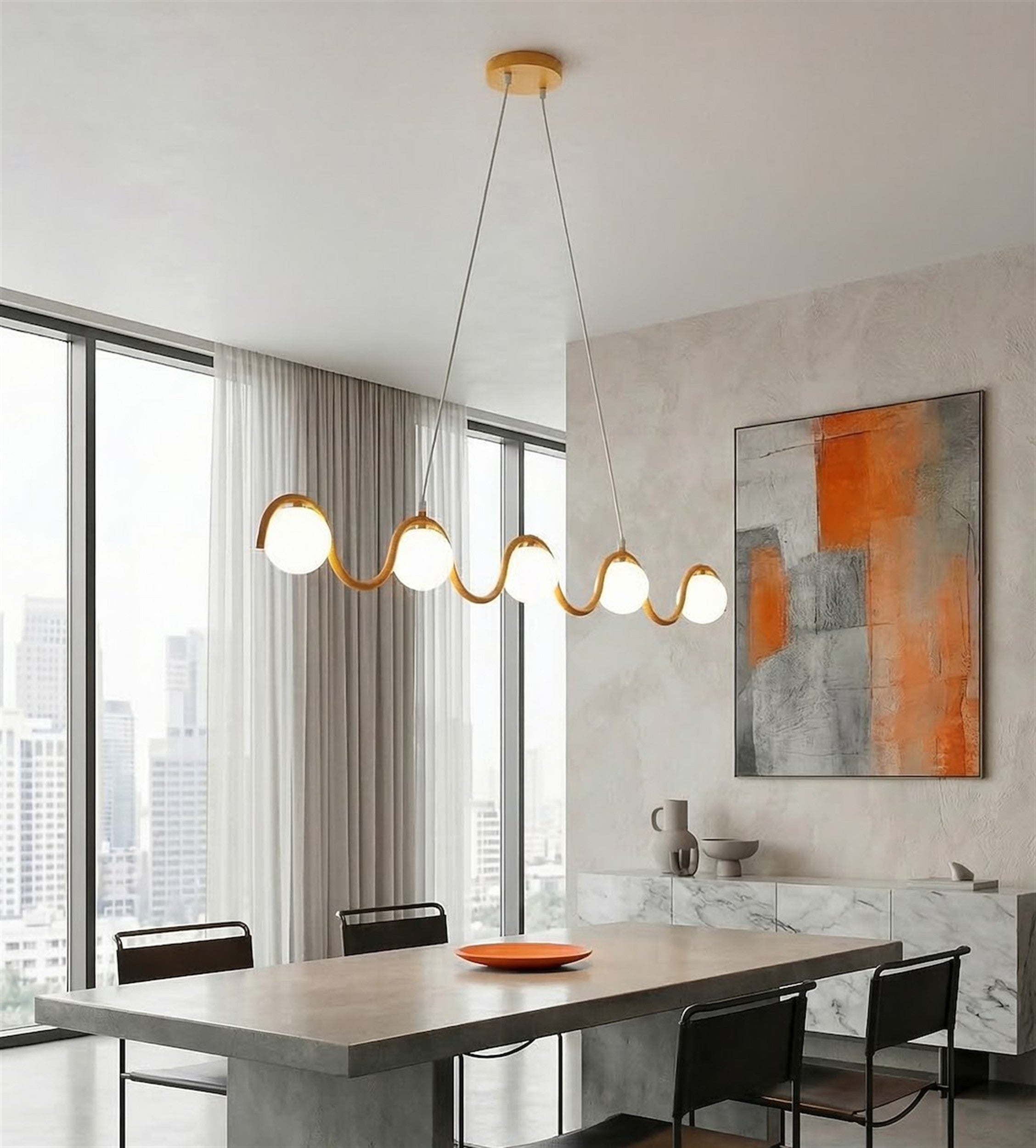 Lampa wisząca Sinus x5 pomarańczowa