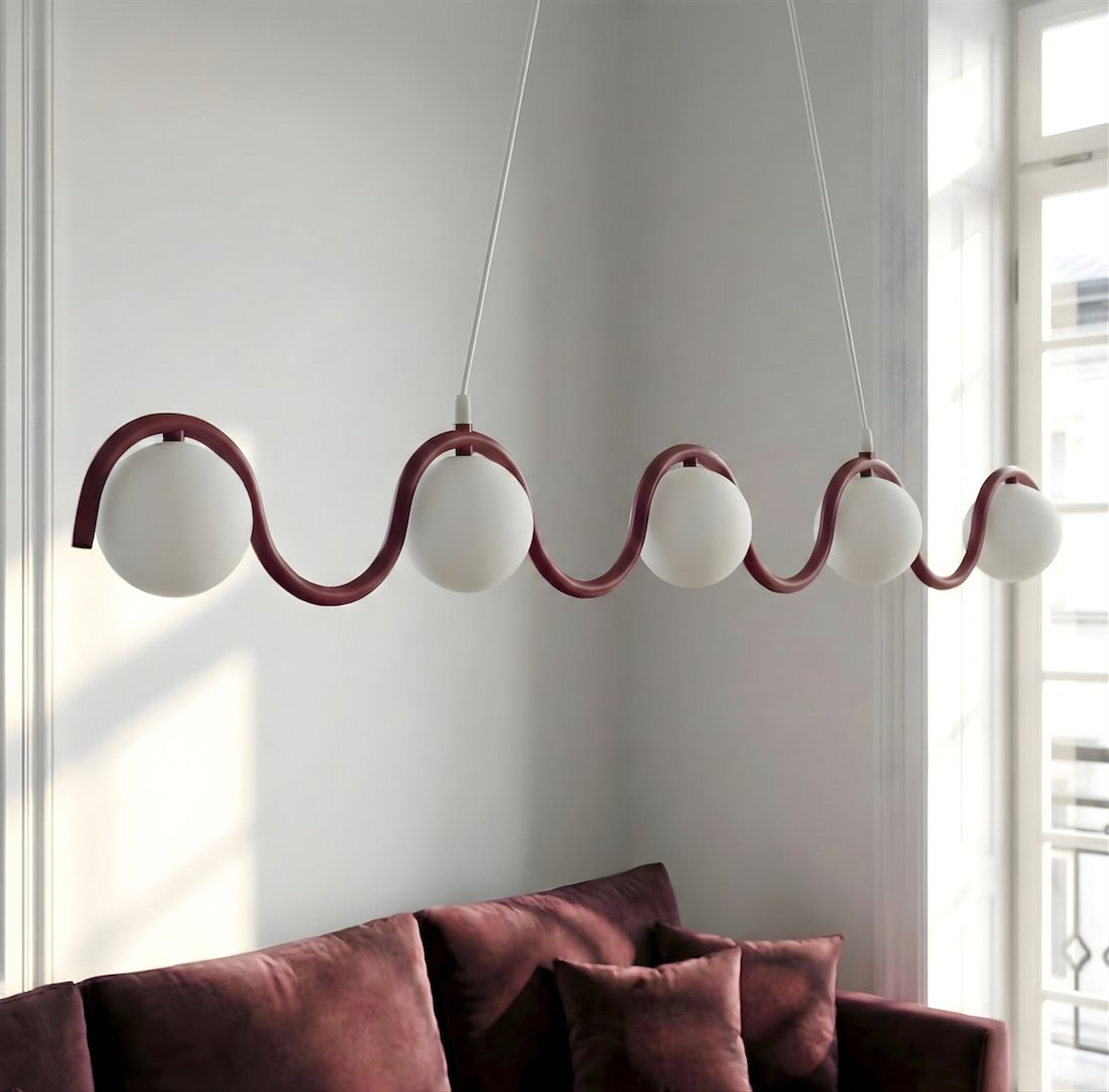 Lampa wisząca Sinus x5 burgundowa