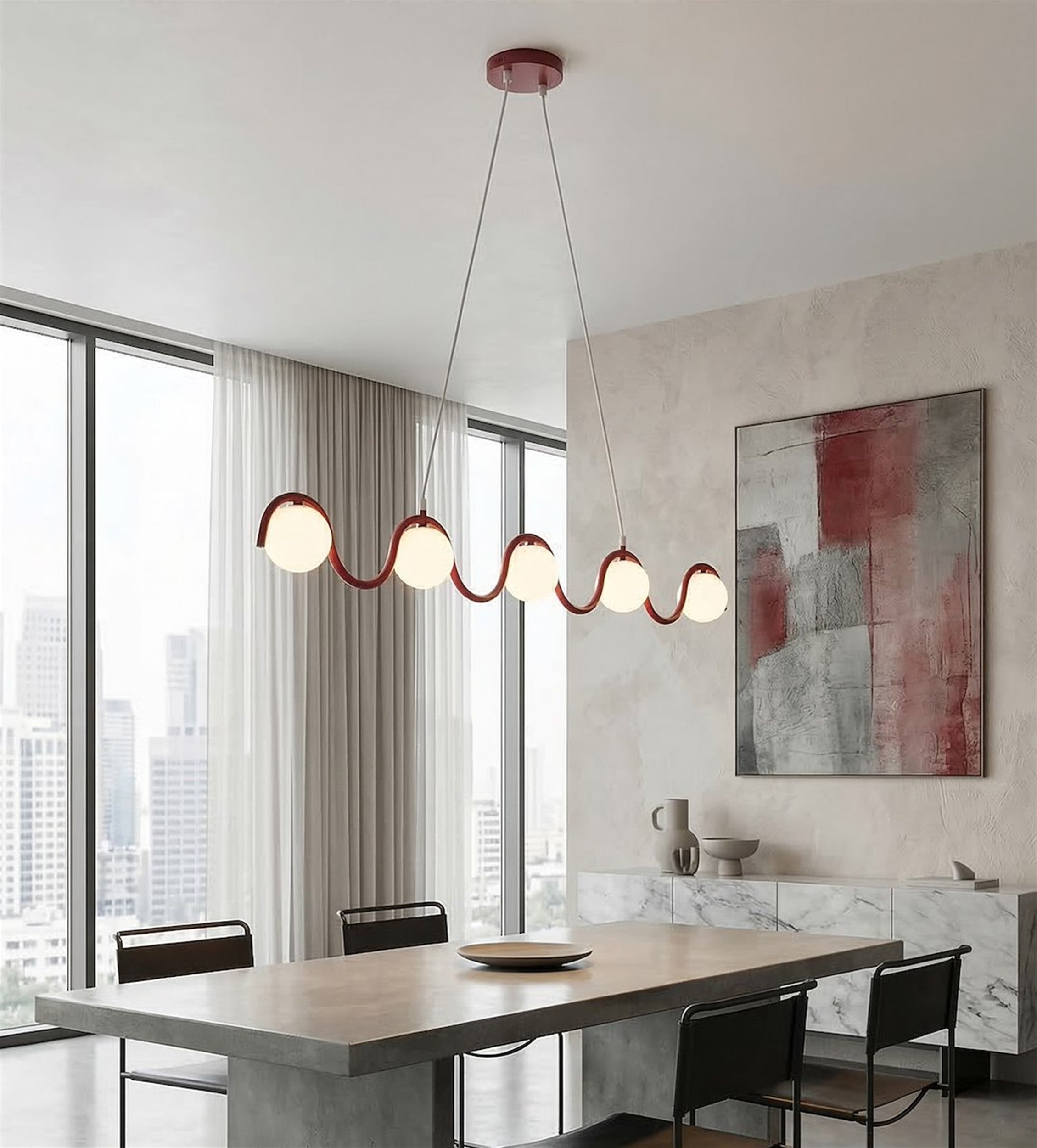 Lampa wisząca Sinus x5 burgundowa