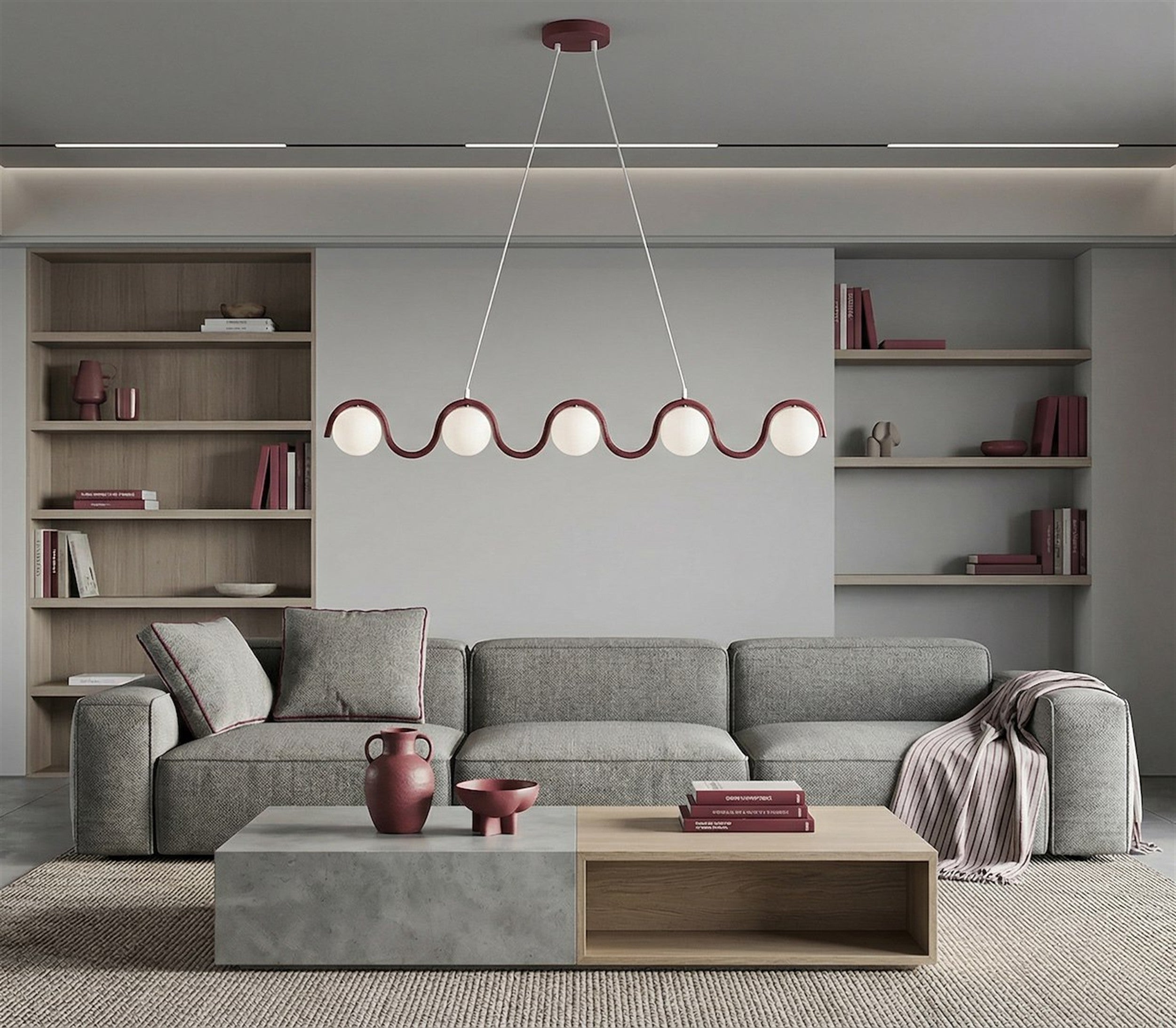 Lampa wisząca Sinus x5 burgundowa