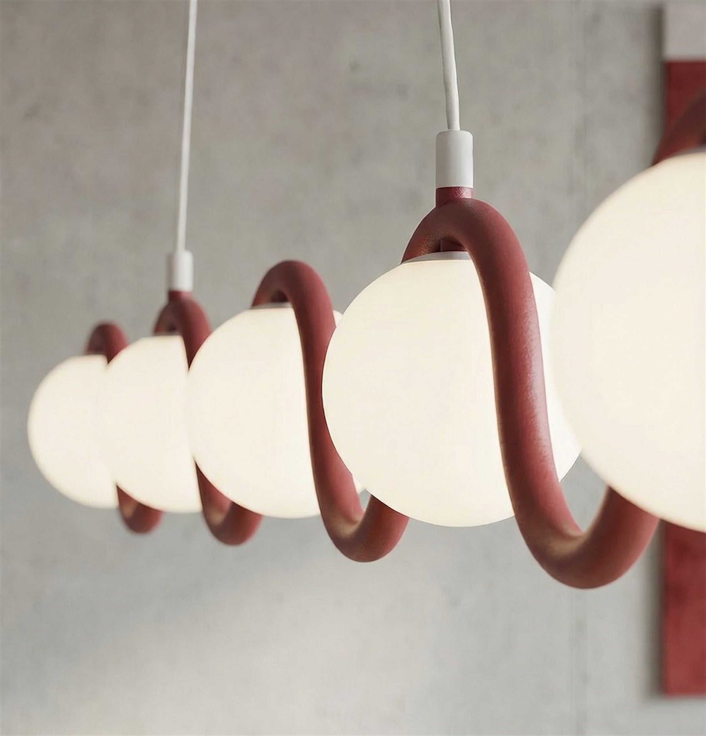 Lampa wisząca Sinus x5 burgundowa