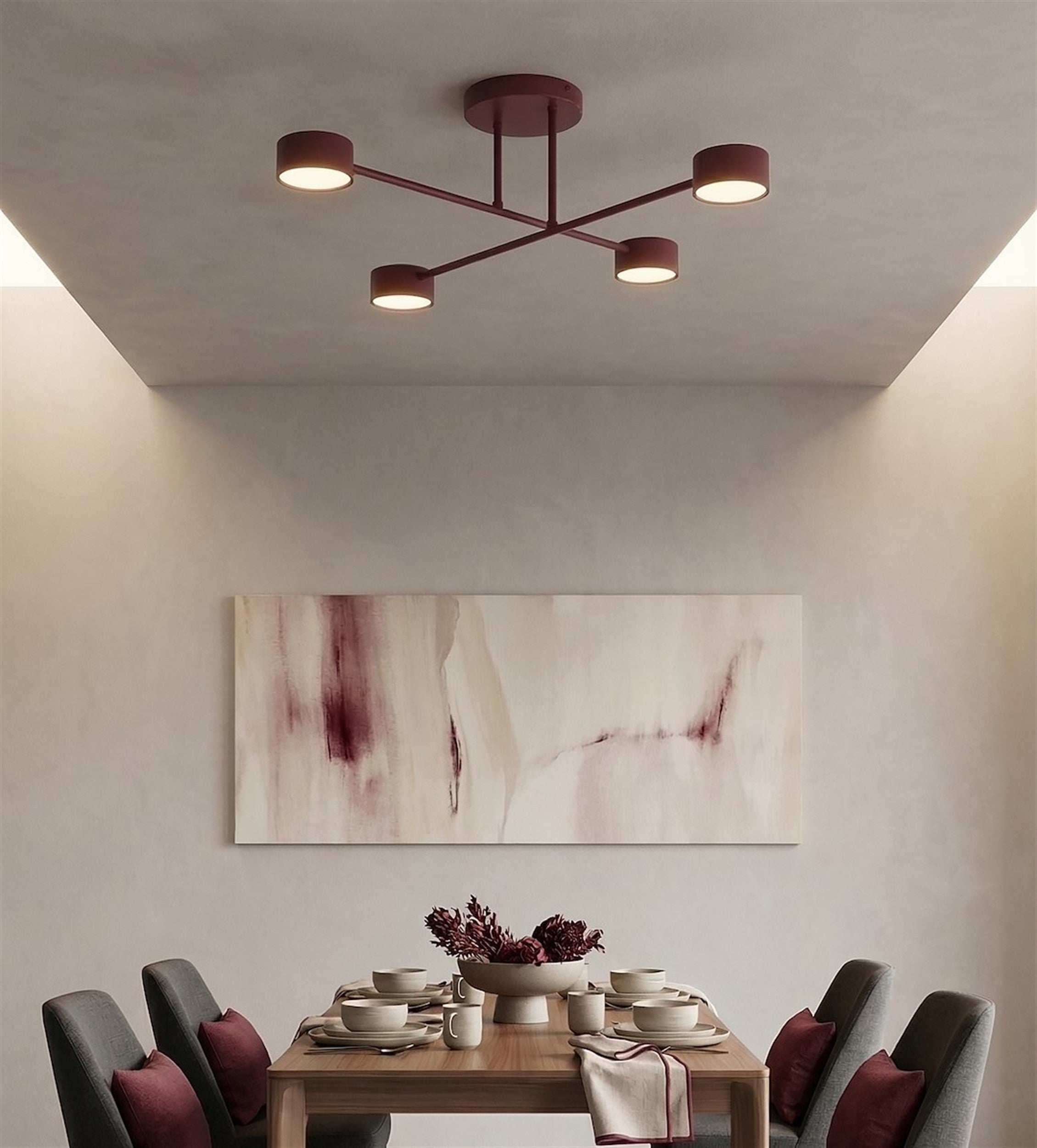 Lampa wisząca Halo x4 burgundowa