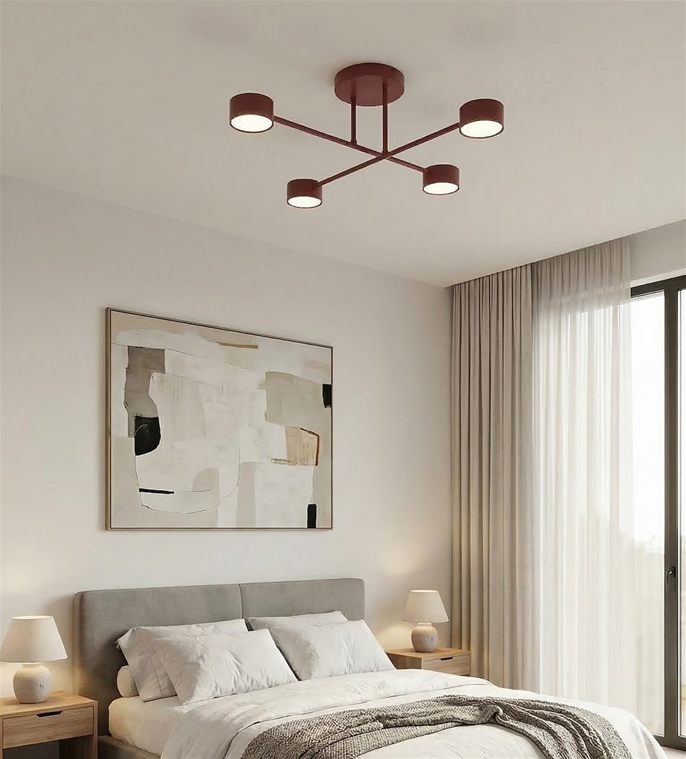 Lampa wisząca Halo x4 burgundowa