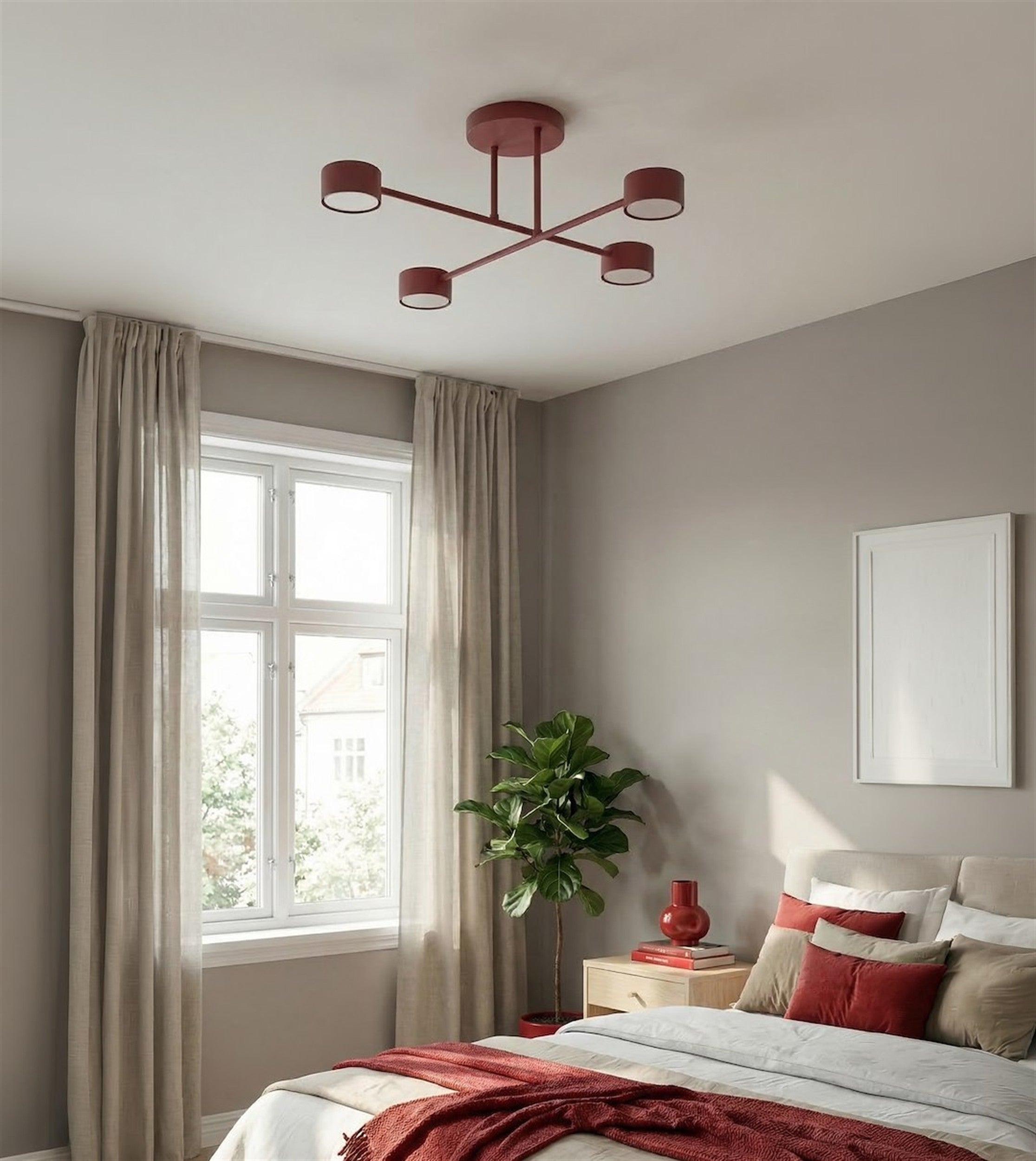 Lampa wisząca Halo x4 burgundowa