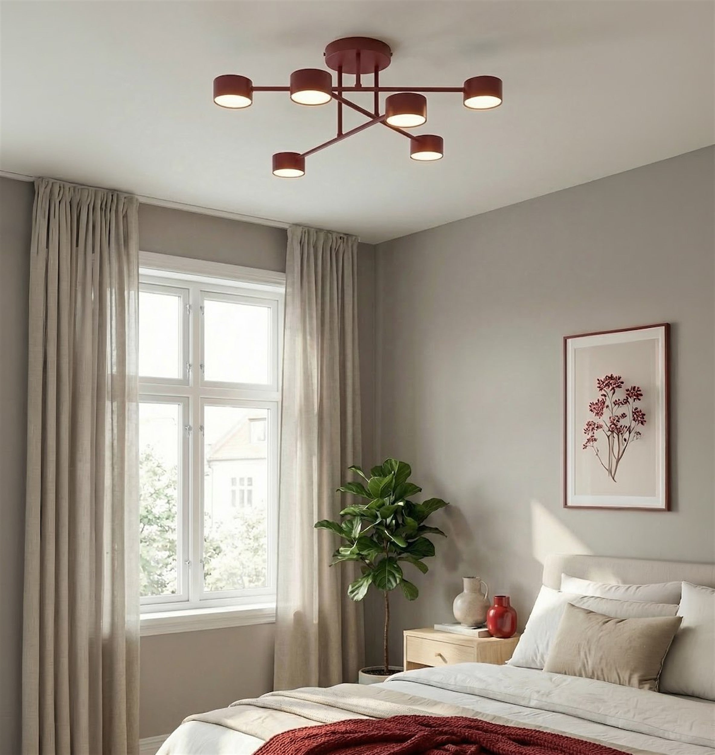 Lampa wisząca Halo x6 burgundowa
