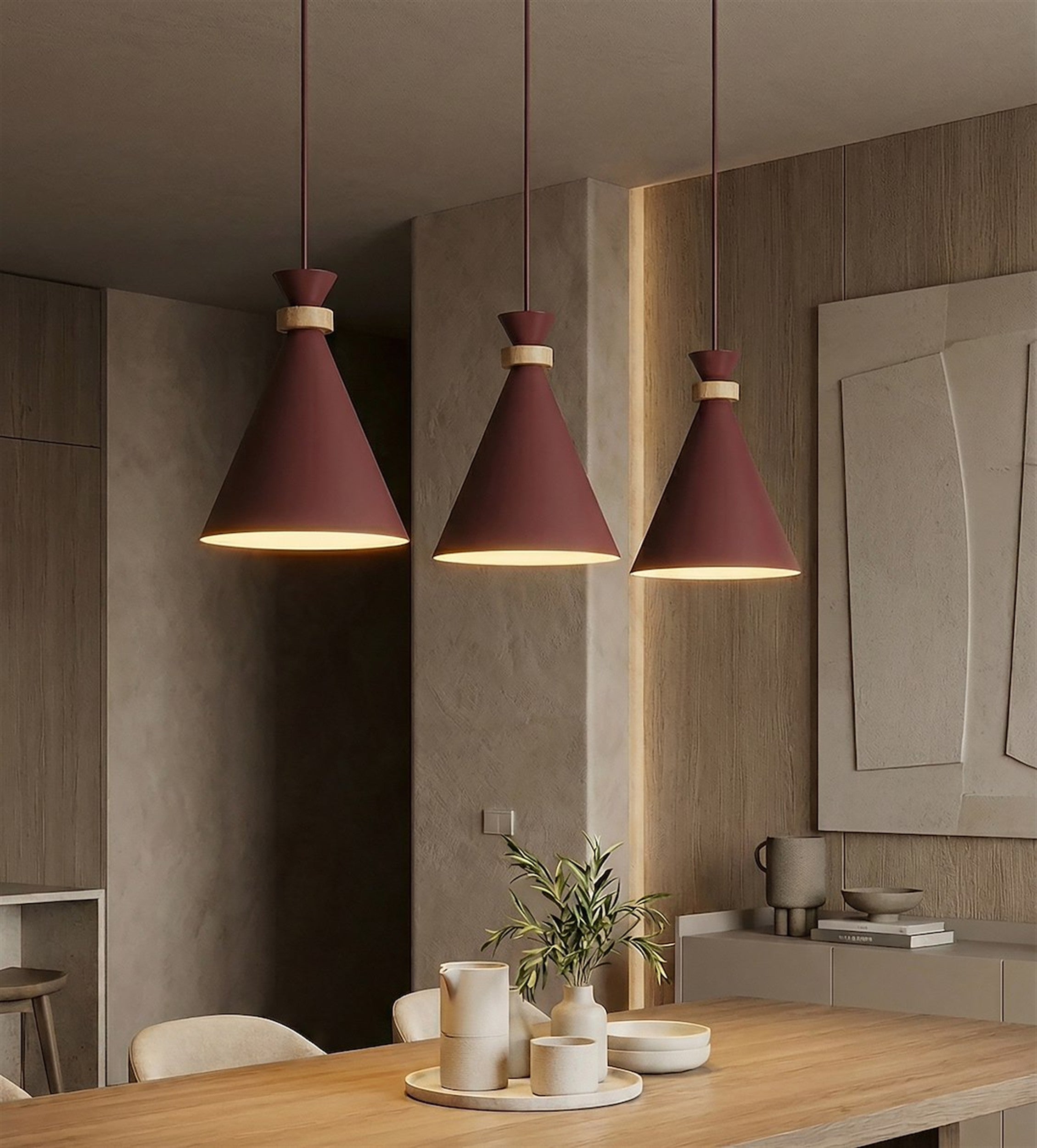 Lampa wisząca Zero x3 burgundowa