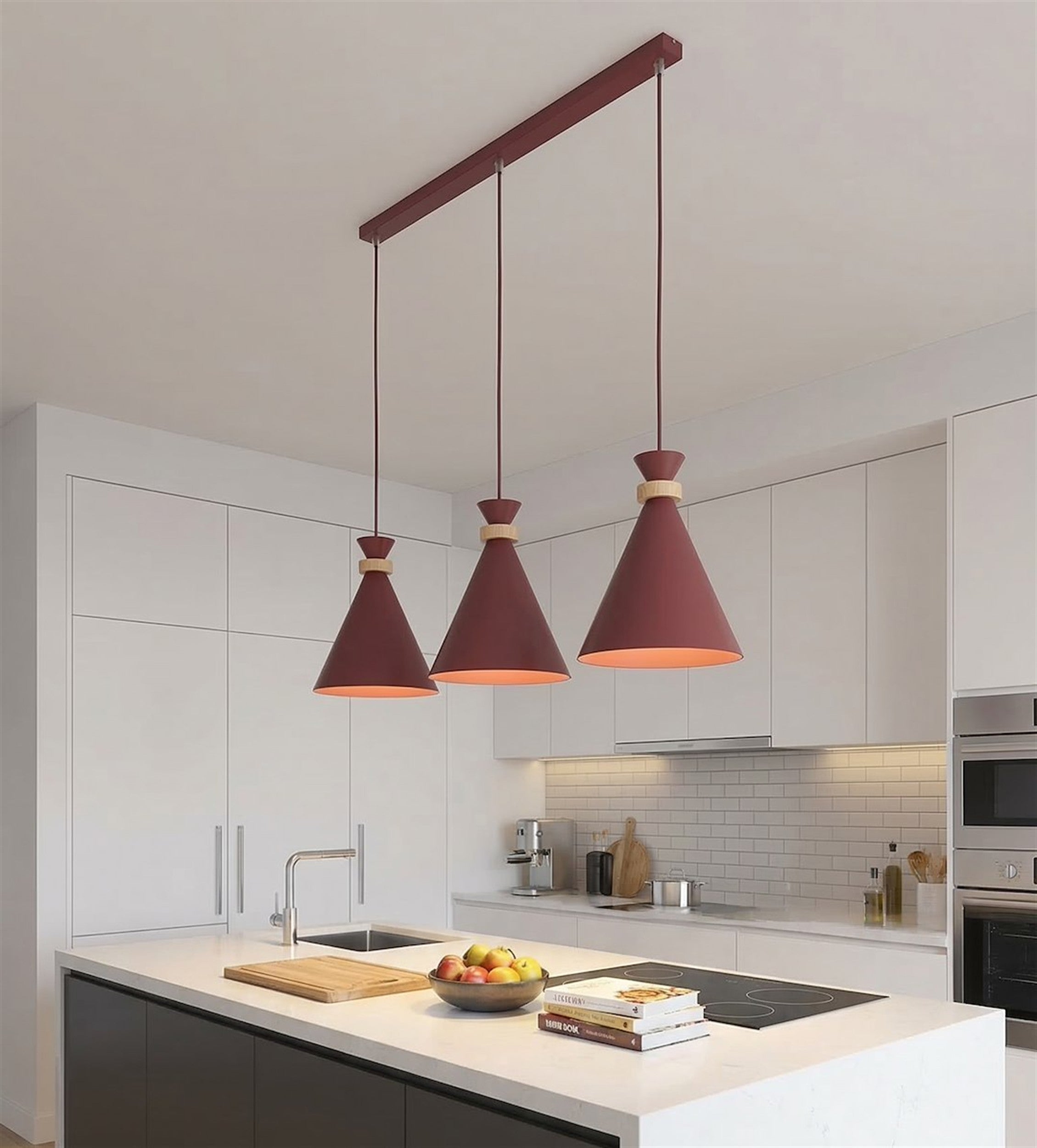 Lampa wisząca Zero x3 burgundowa