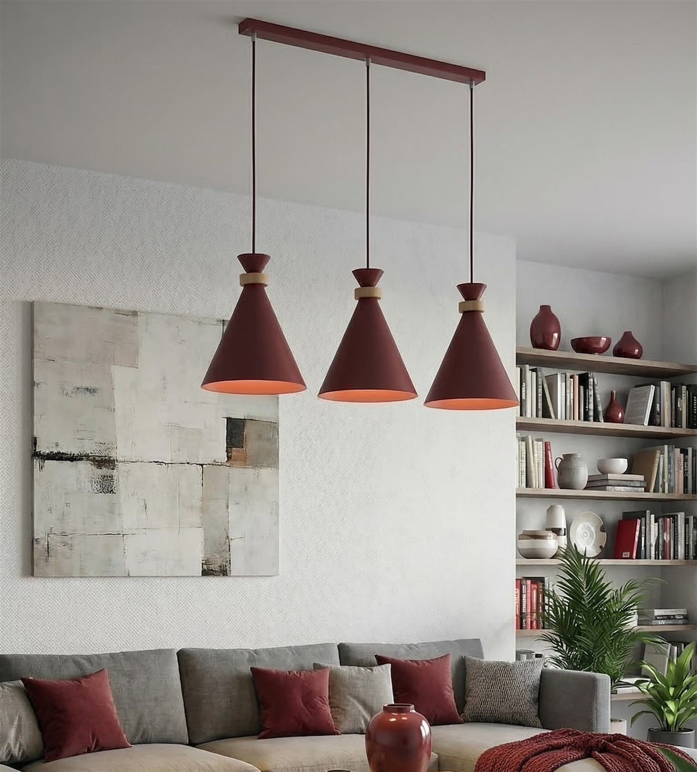 Lampa wisząca Zero x3 burgundowa