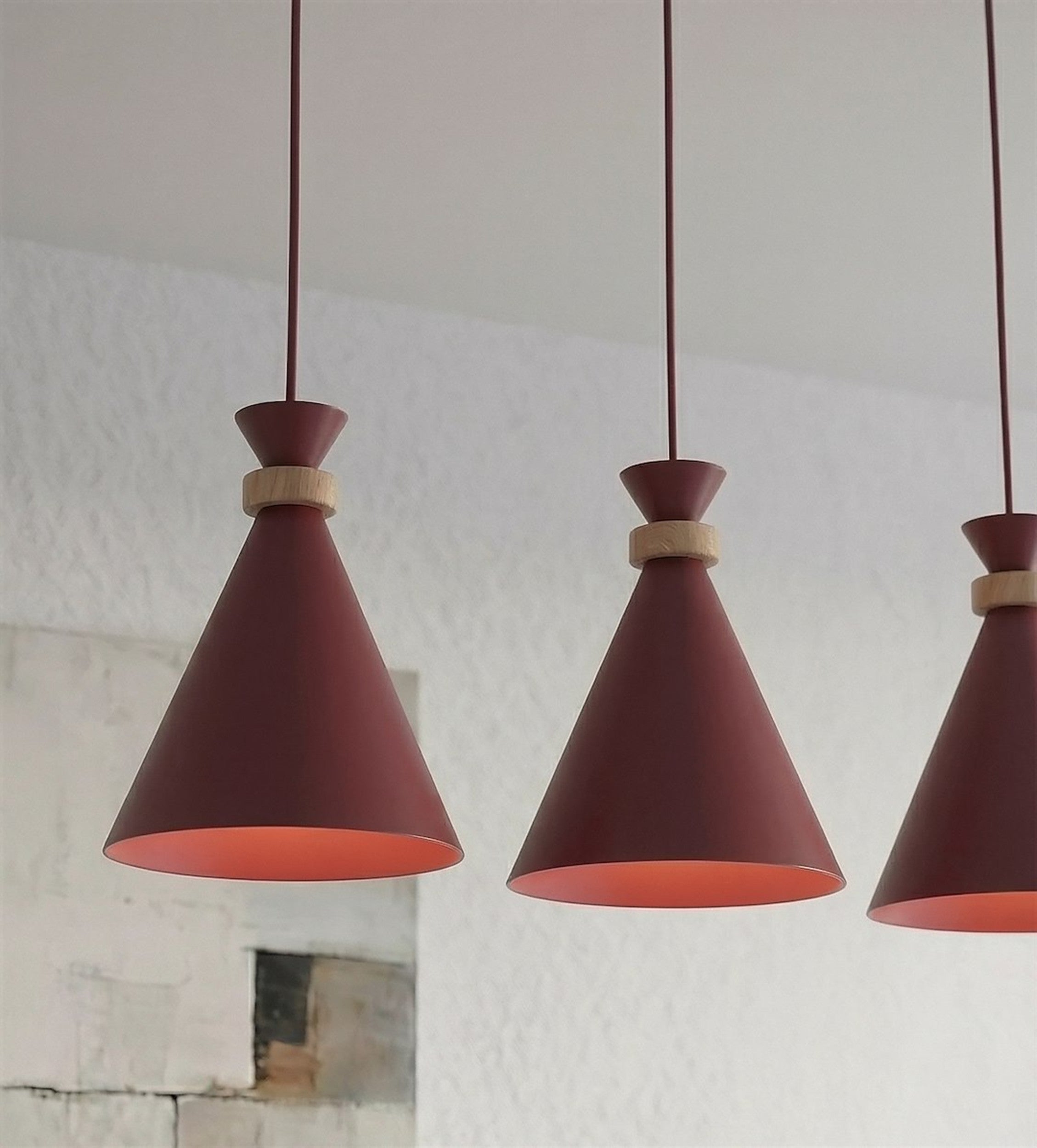 Lampa wisząca Zero x3 burgundowa