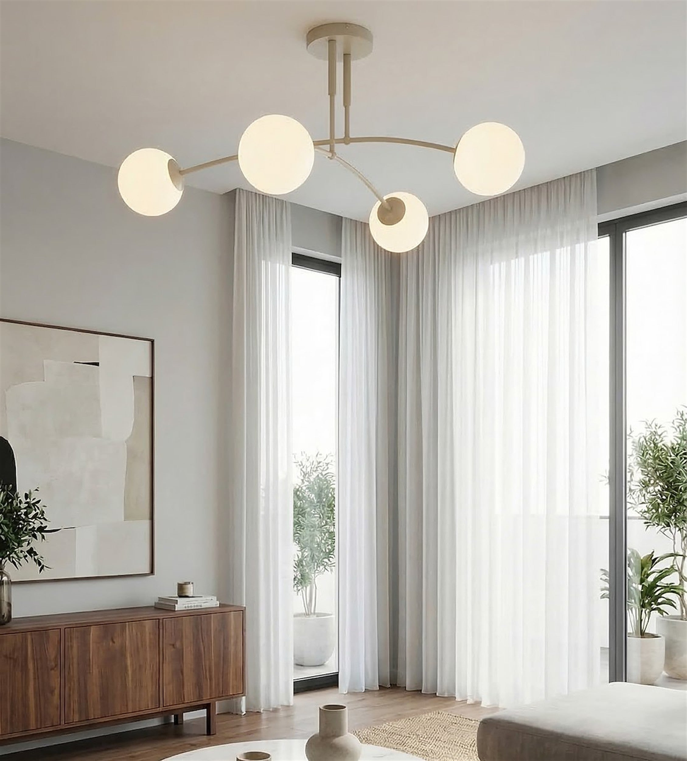 Lampa wisząca Pregos x4 mokka opal