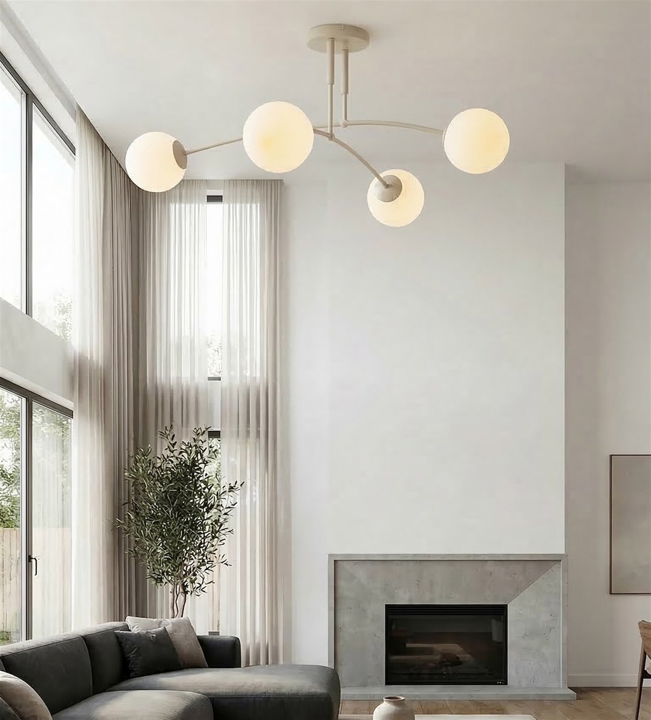 Lampa wisząca Pregos x4 mokka opal