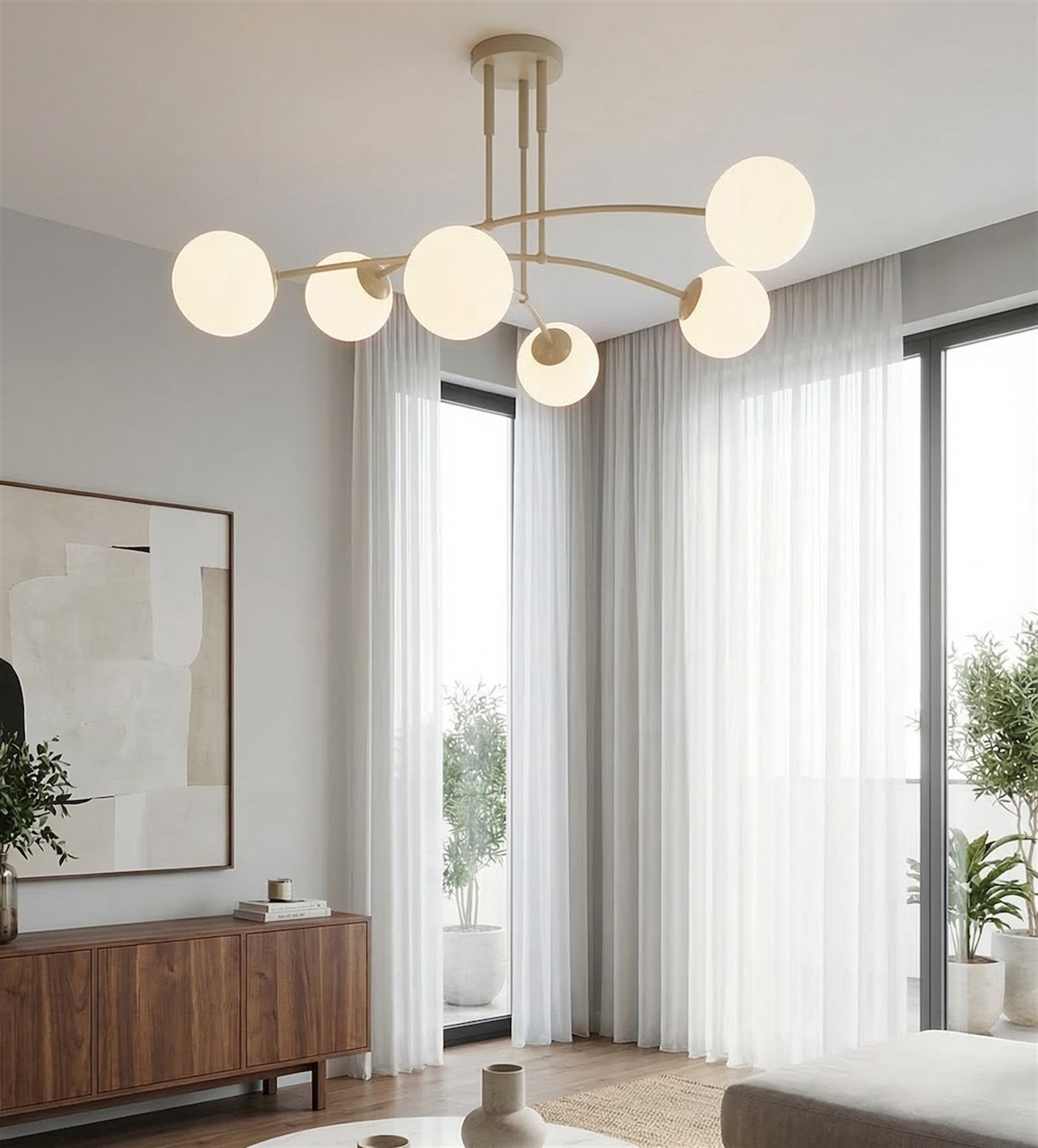 Lampa wisząca Pregos x6 mokka opal