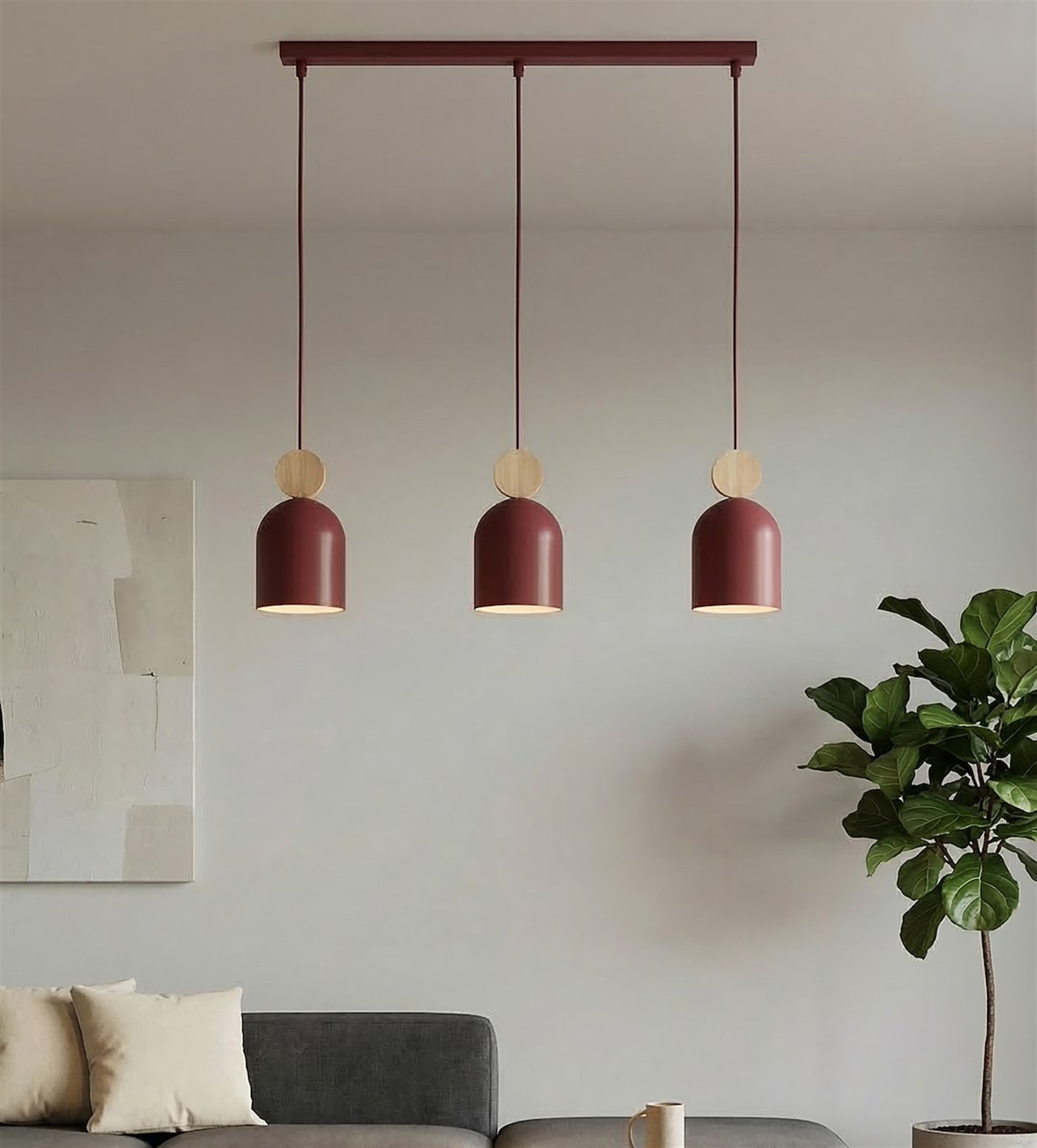 Lampa wisząca Mesi x3 burgundowa