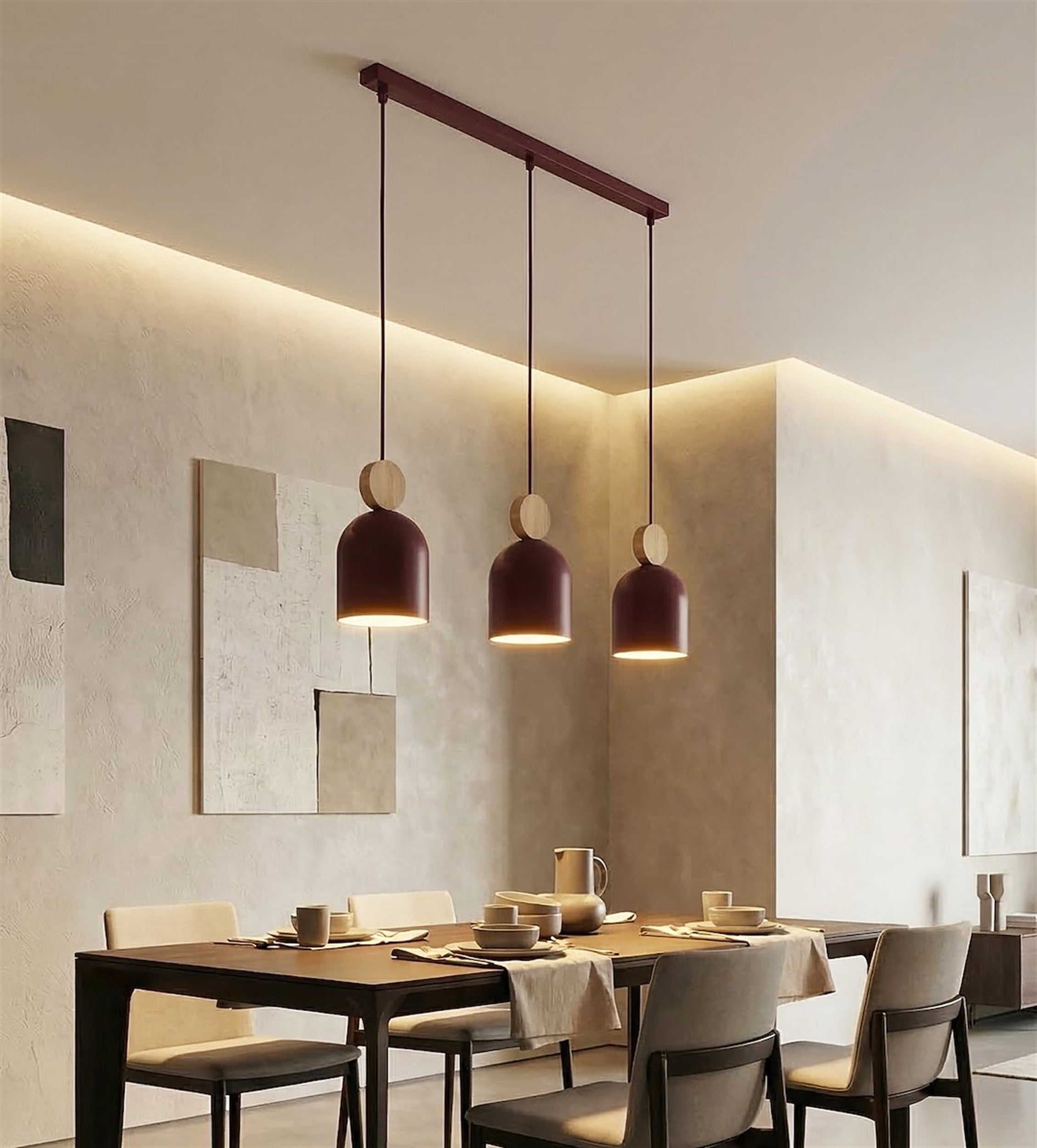 Lampa wisząca Mesi x3 burgundowa