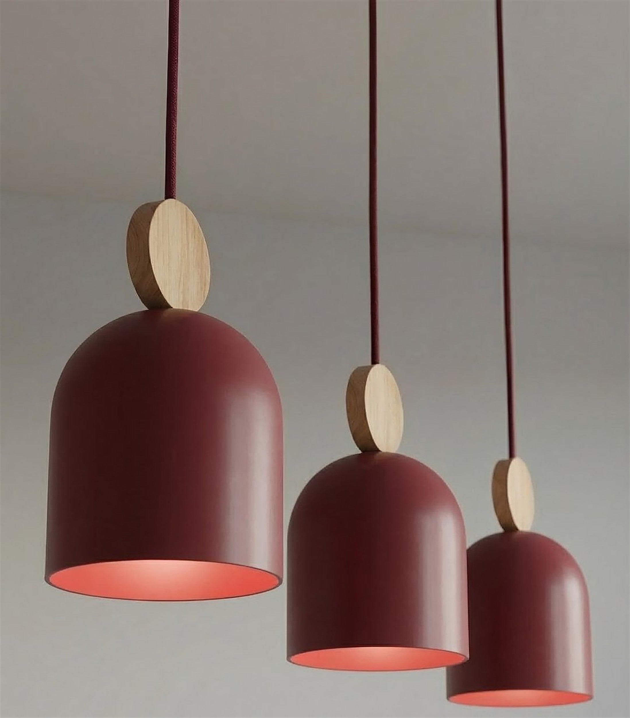 Lampa wisząca Mesi x3 burgundowa