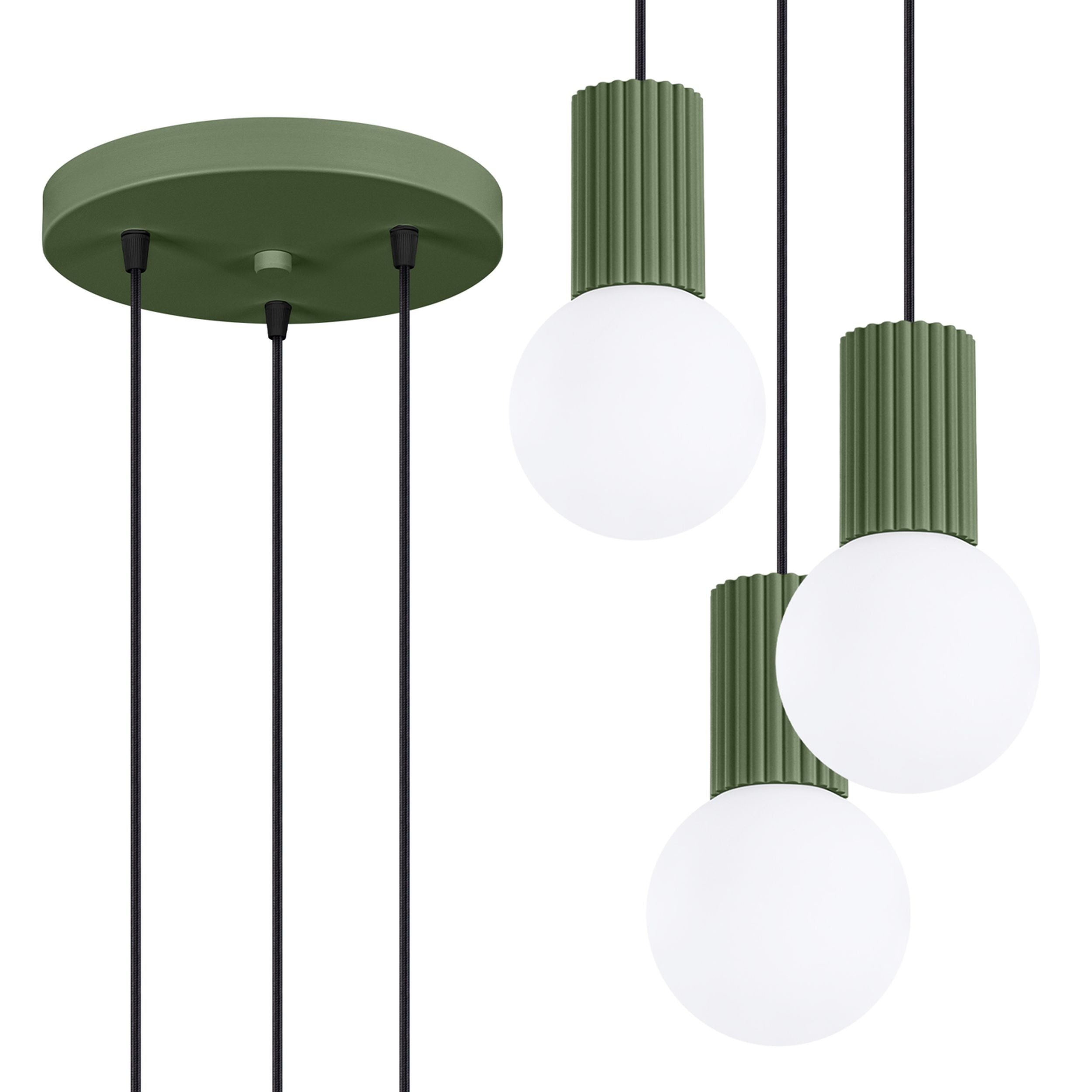 Lampa wisząca Halo 3P zielona oliwka