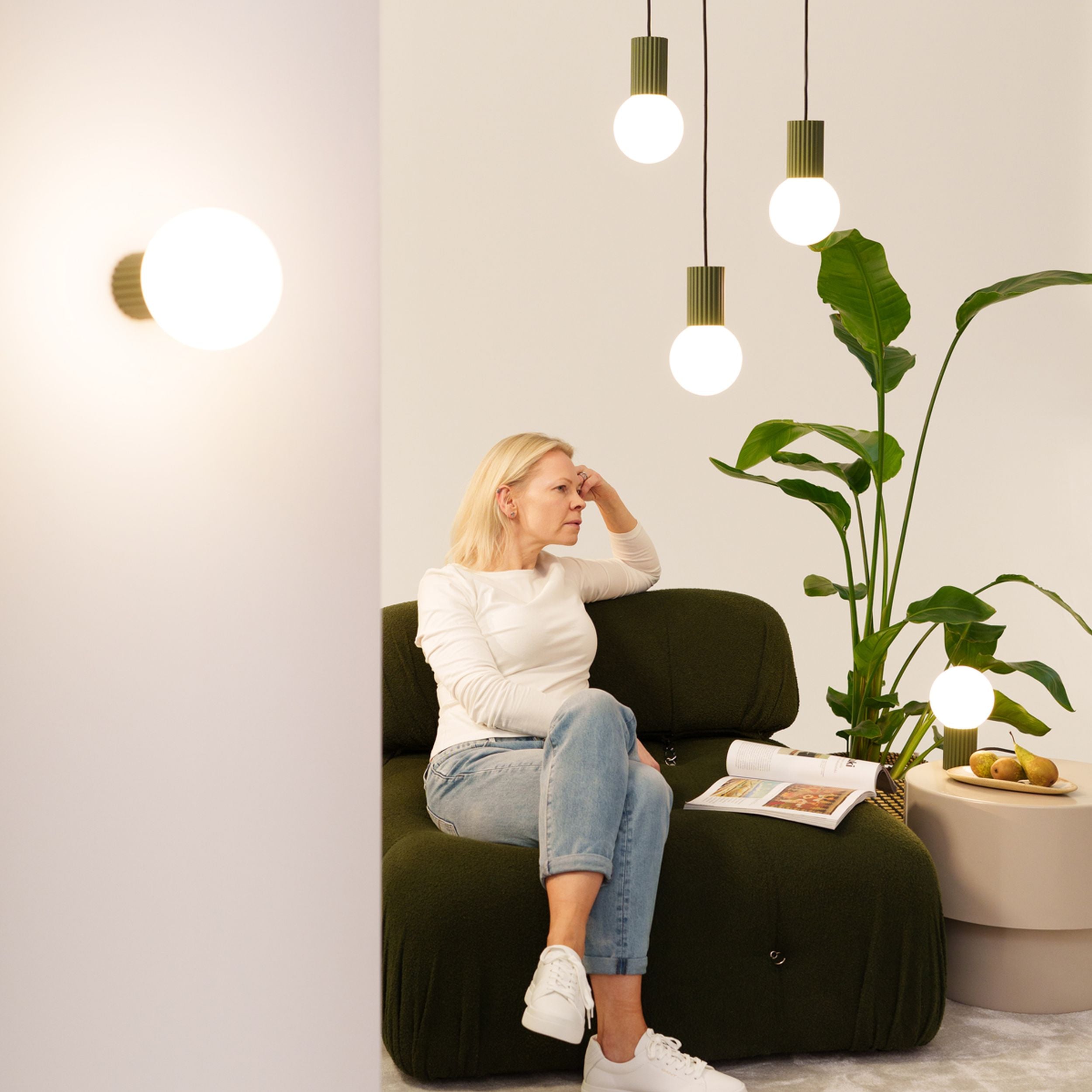 Lampa wisząca Halo 3P zielona oliwka