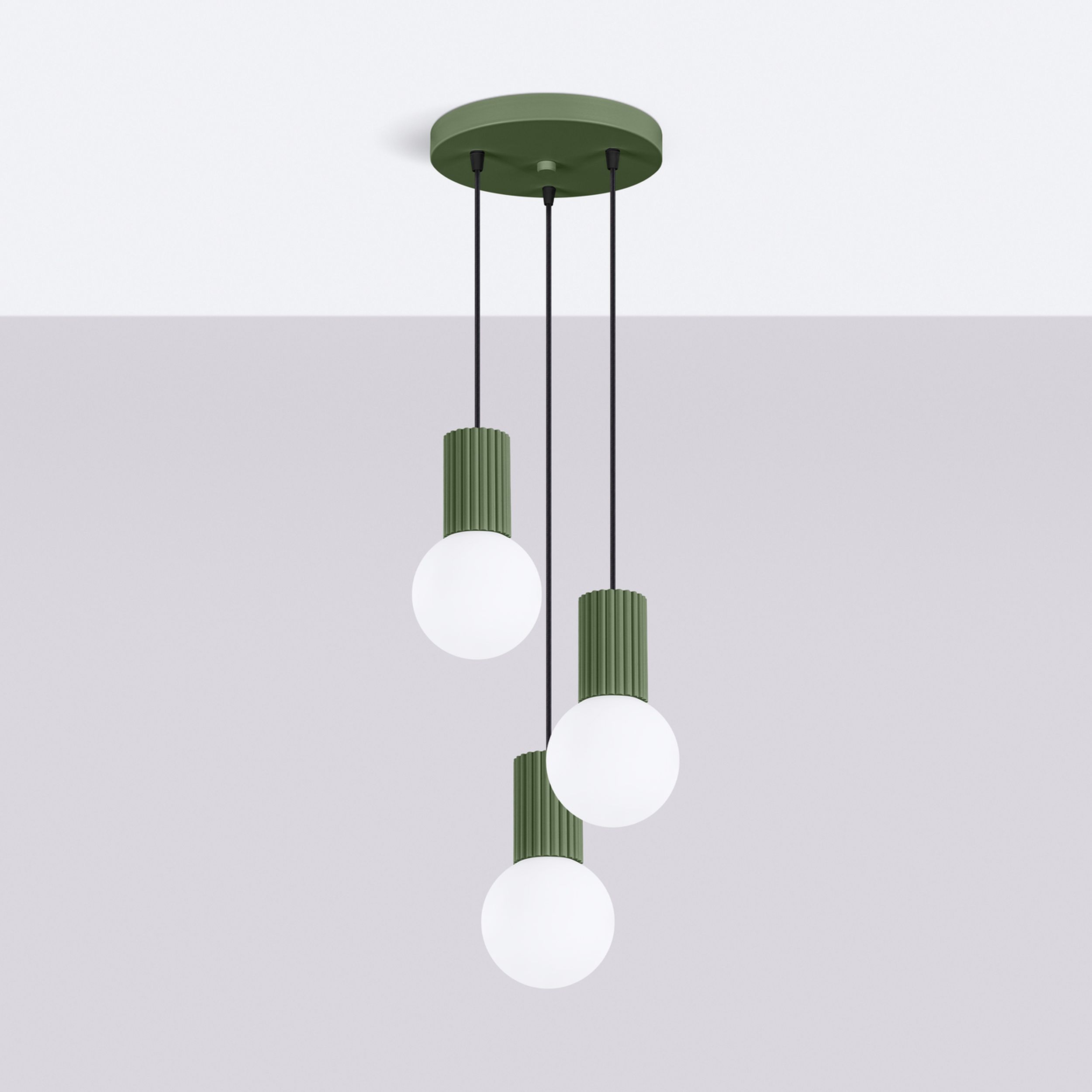 Lampa wisząca Halo 3P zielona oliwka