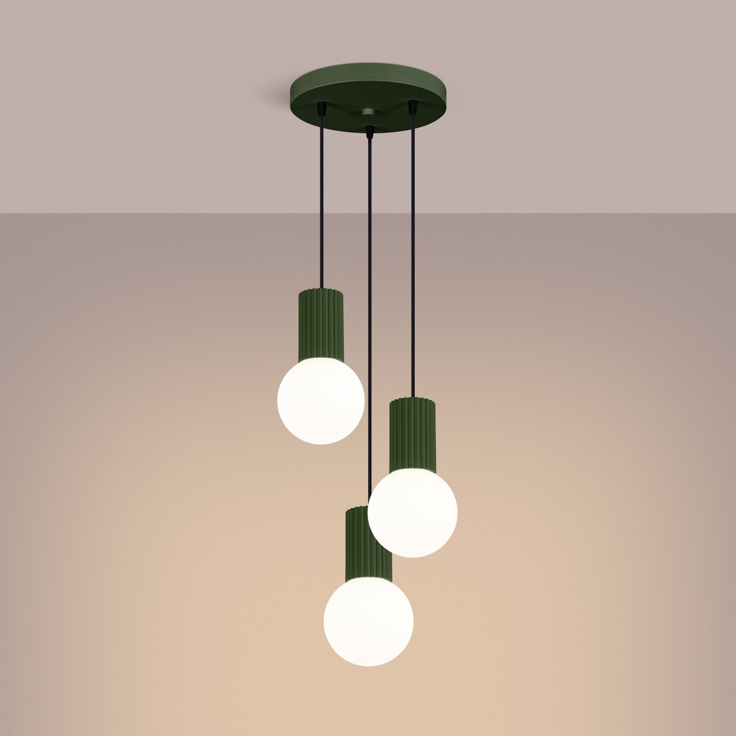 Lampa wisząca Halo 3P zielona oliwka